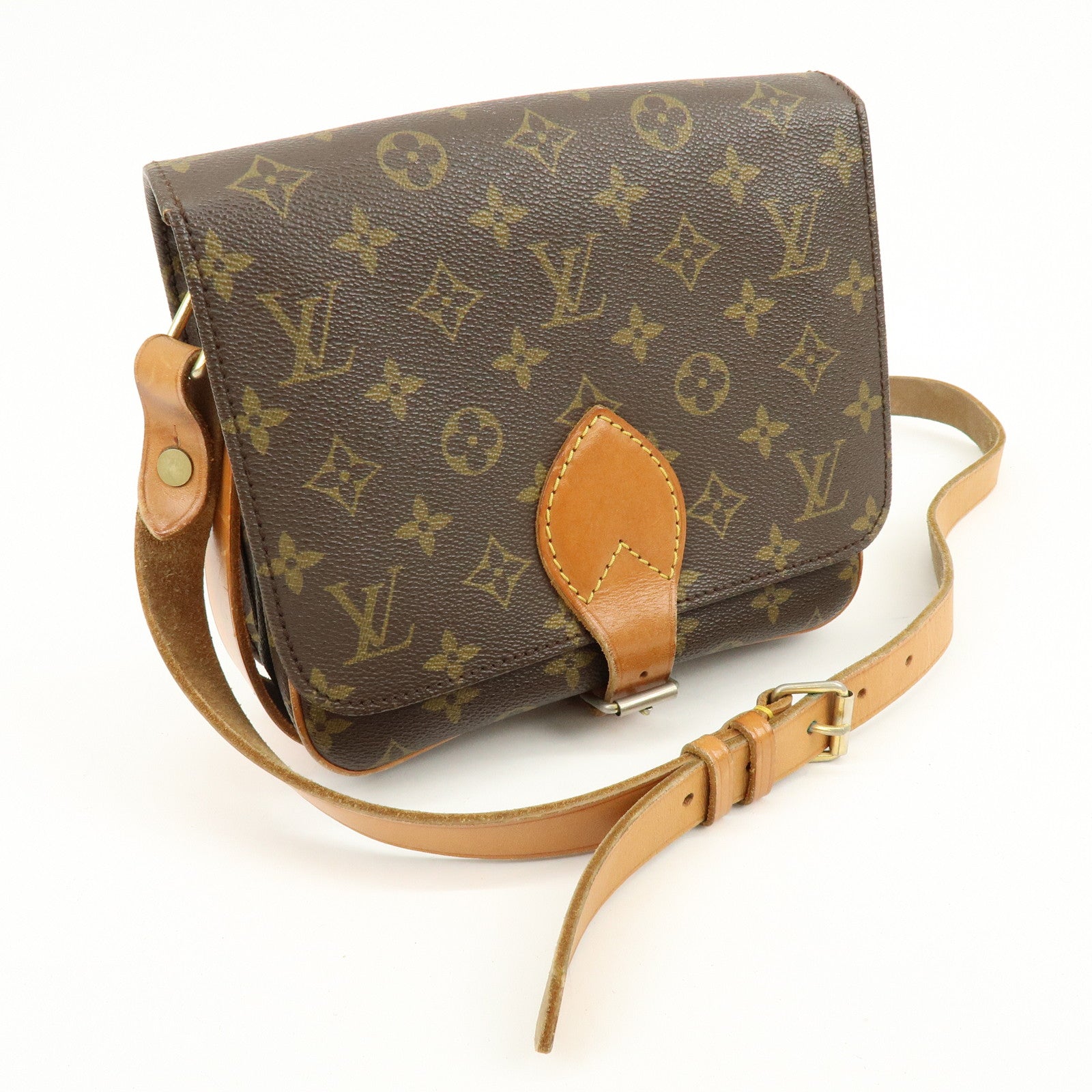 Louis Vuitton Monogram Cartouchiere MM Shoulder Bag Brown M51253
