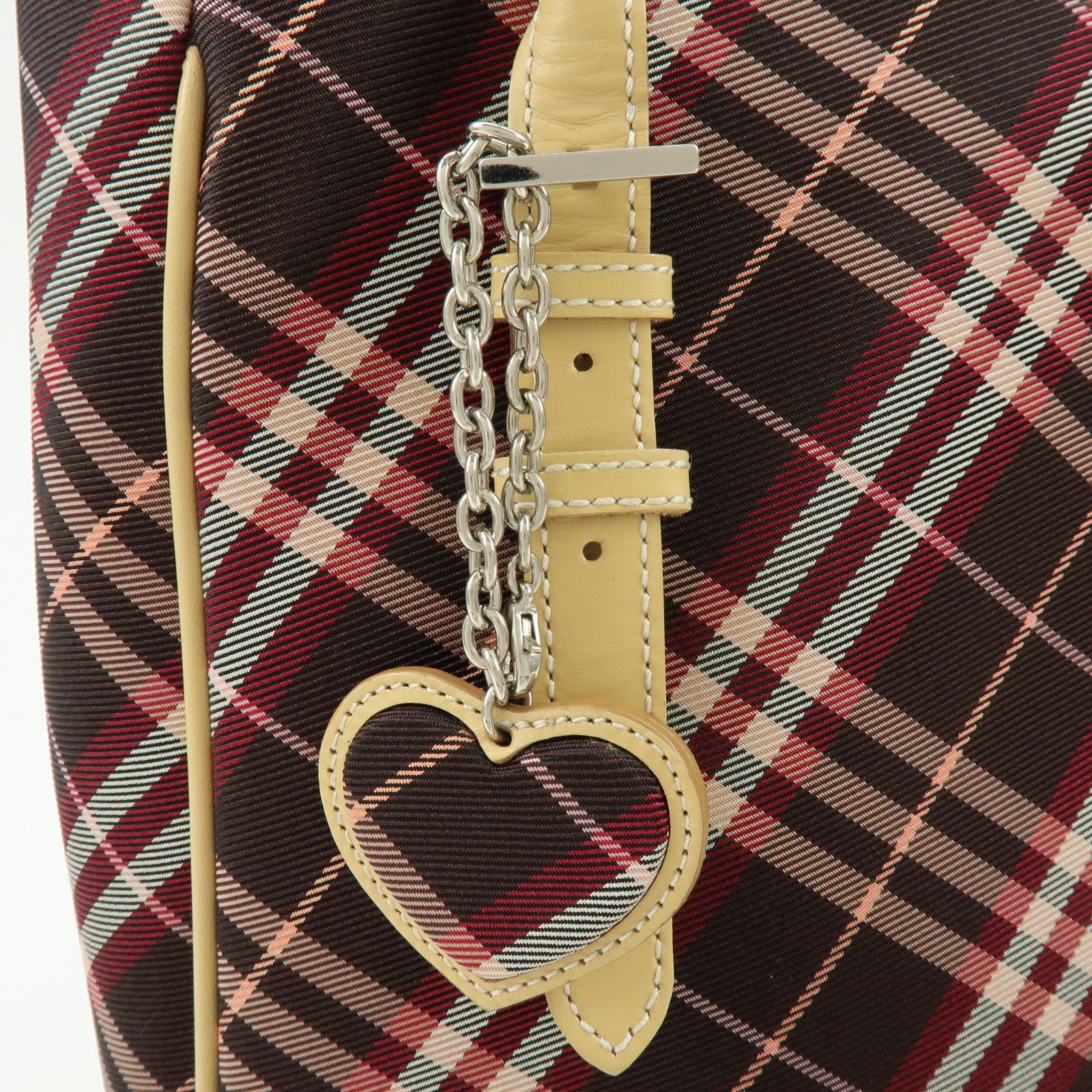 BURBERRY Blue Label Canvas Leather Tote Bag Sholuder Bag Brown Pink