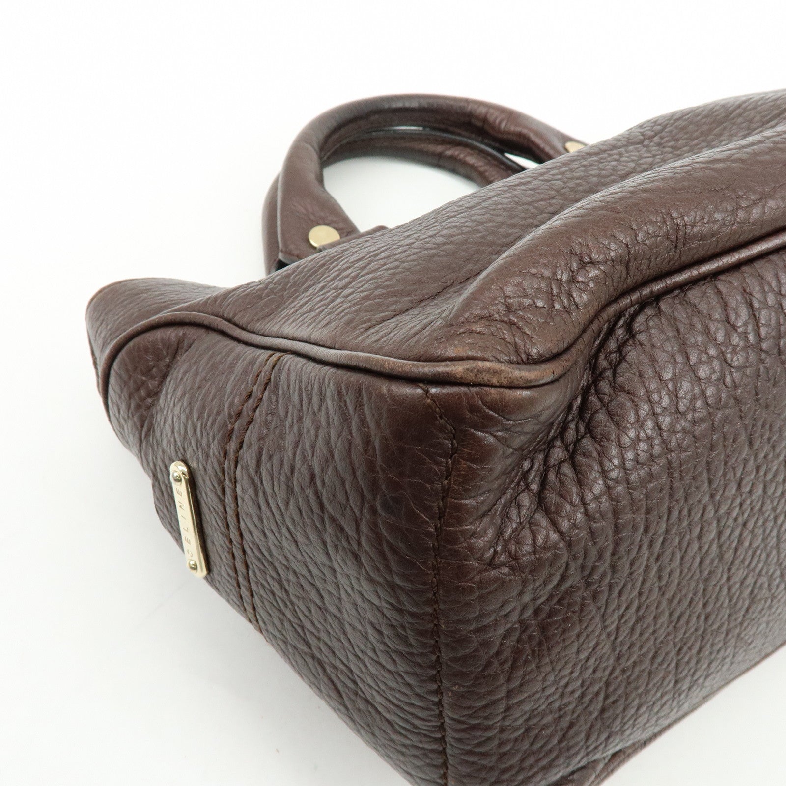 CELINE Macadam Leather Boogie Bag Hand Bag Burgundy