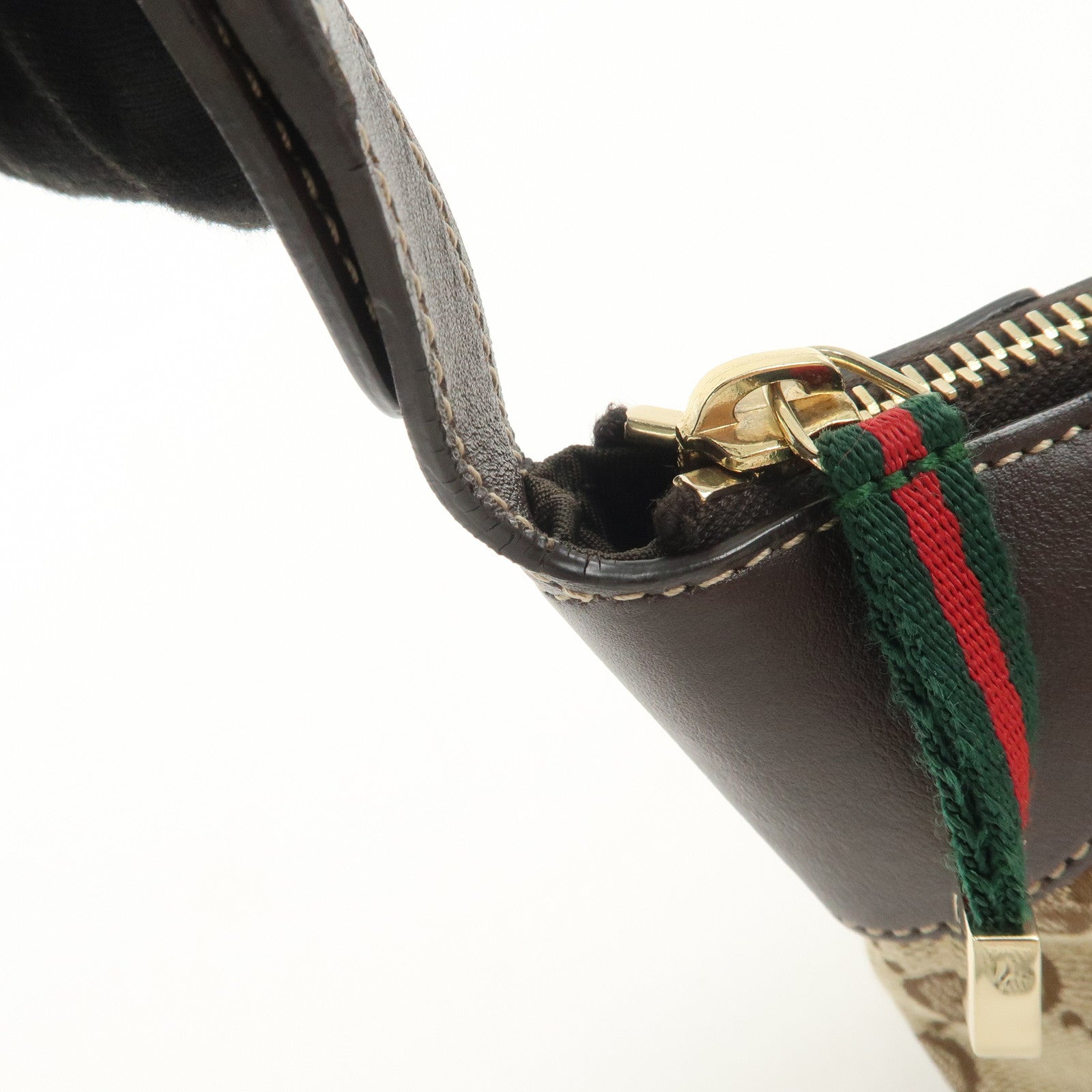 GUCCI Sherry GG Canvas Leather Shoulder Bag Beige Brown 224093 Used