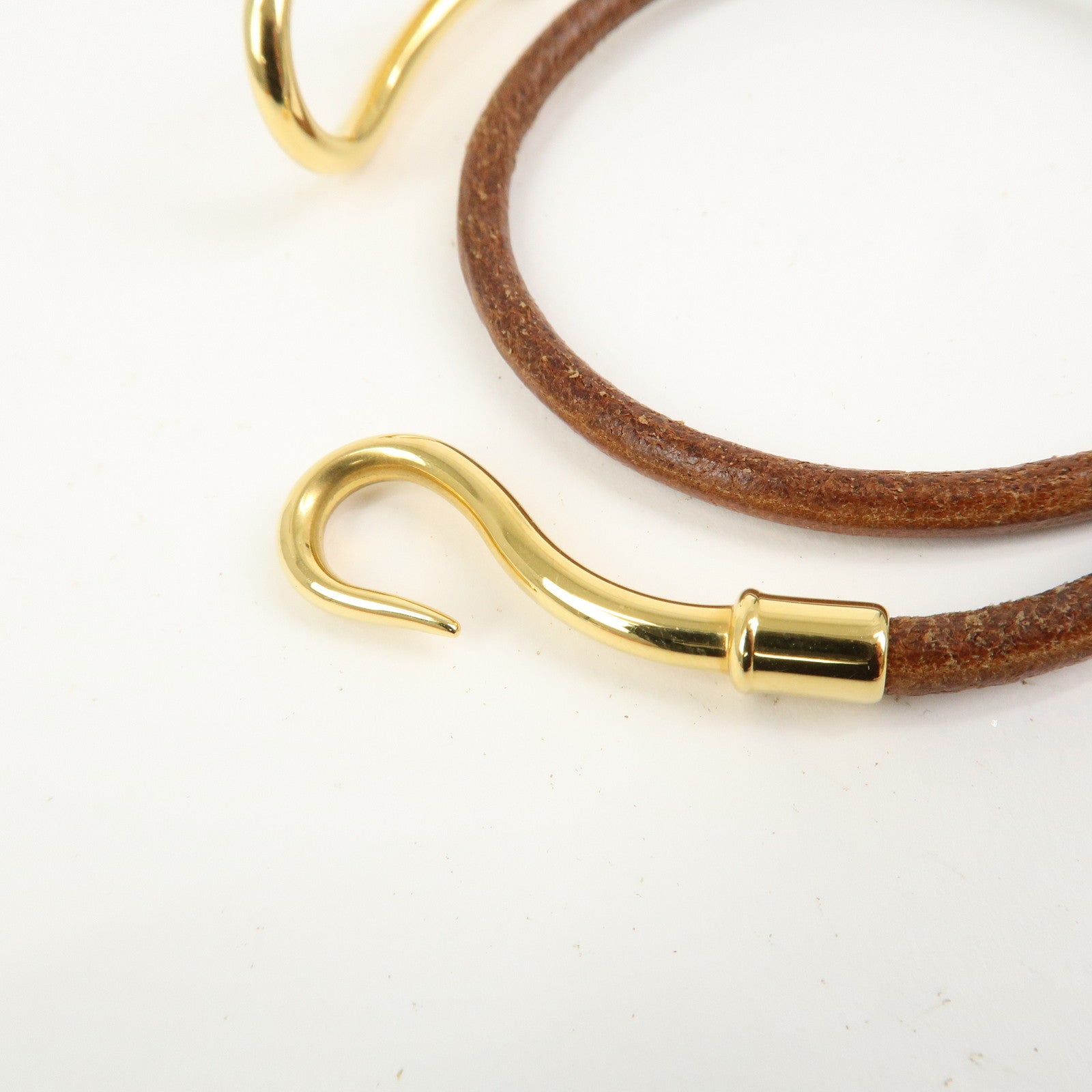 HERMES Jumbo Leather Choker Bracelet Brown