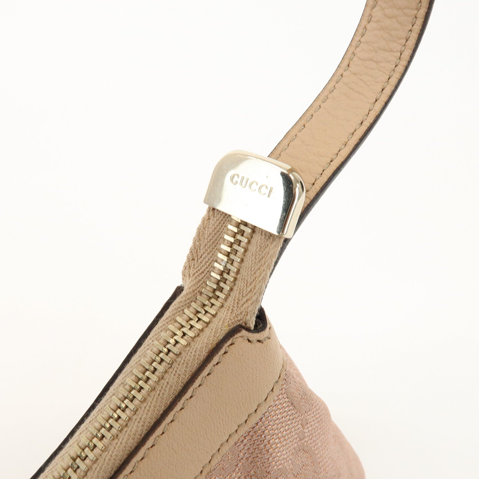 GUCCI Lovely Heart GG Canvas Leather Hand Bag Pink Beige 245938