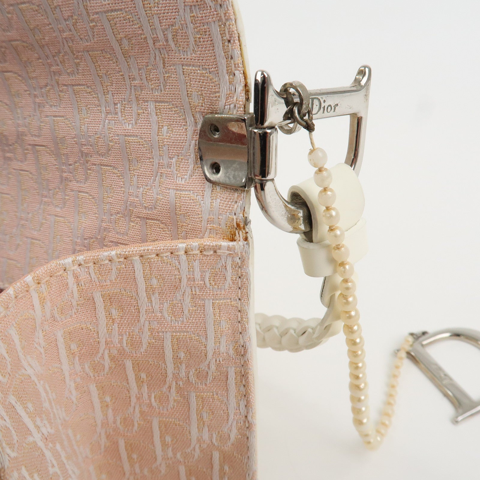 Christian Dior Trotter Canvas Leather Hand Bag Shoulder Bag Pink