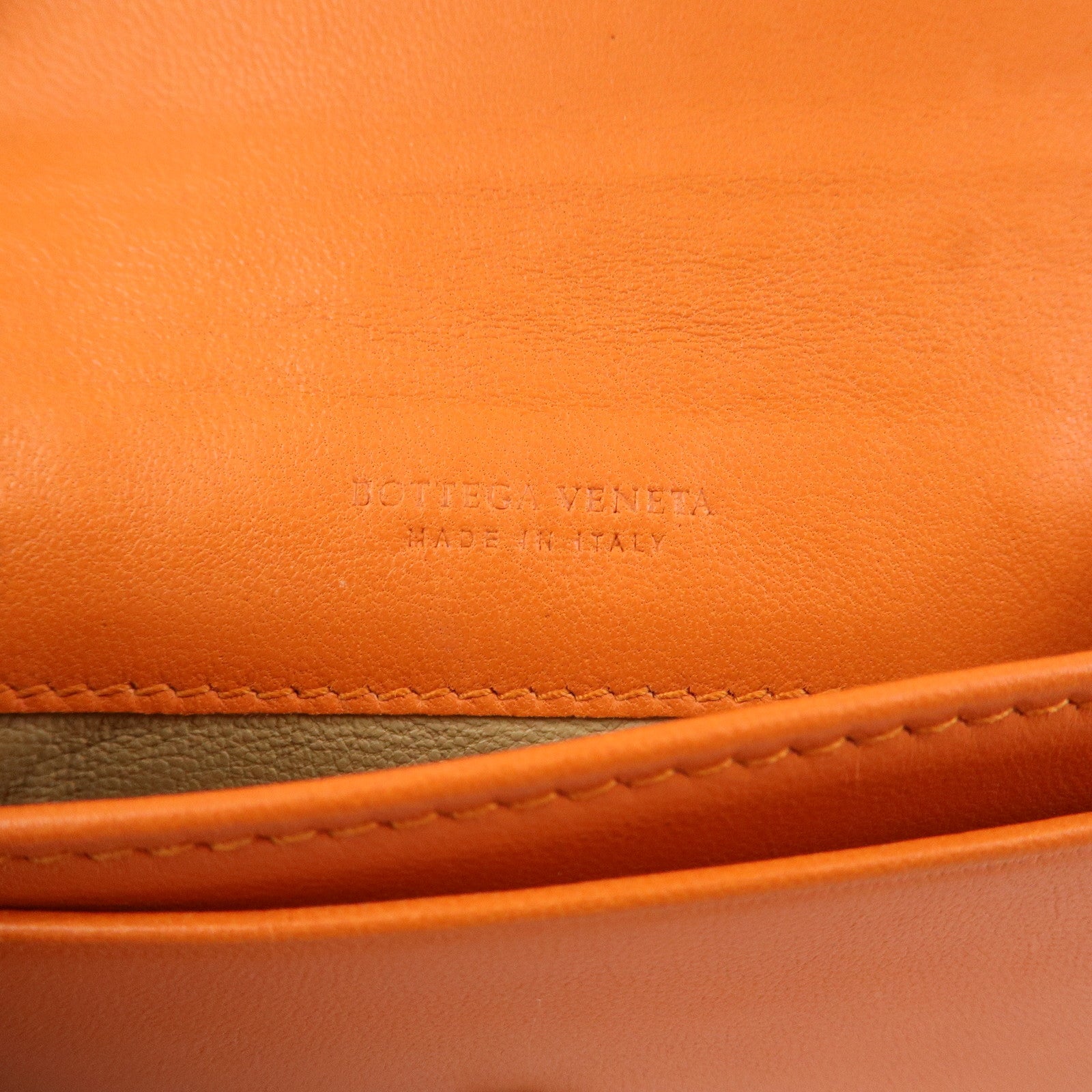 BOTTEGA VENETA Intrecciato Leather Card Case Card Holder Orange