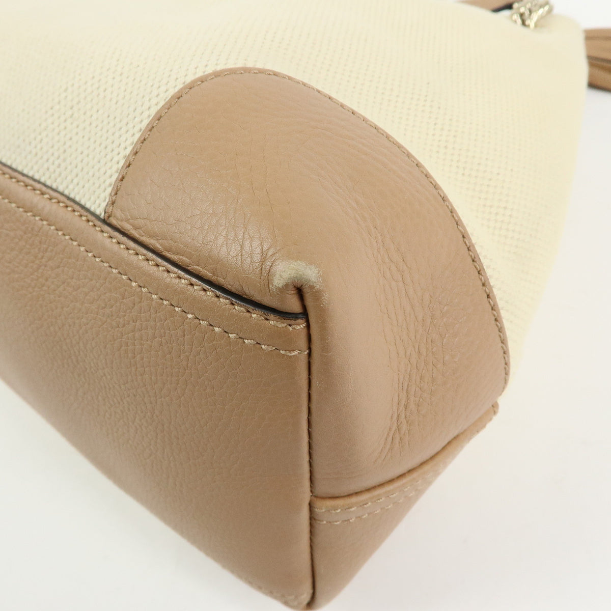 GUCCI SOHO Interlocking G Canvas Leather Chain Shoulder Bag 308982