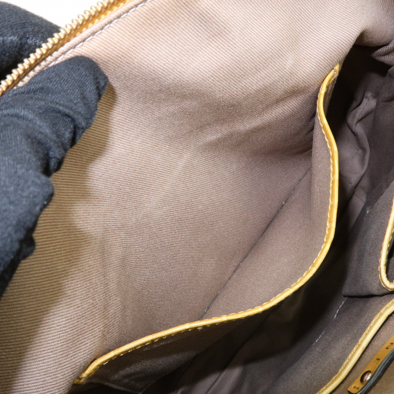 CELINE Macadam Embossed Leather Tote Bag Shoulder Bag Yellow Beige