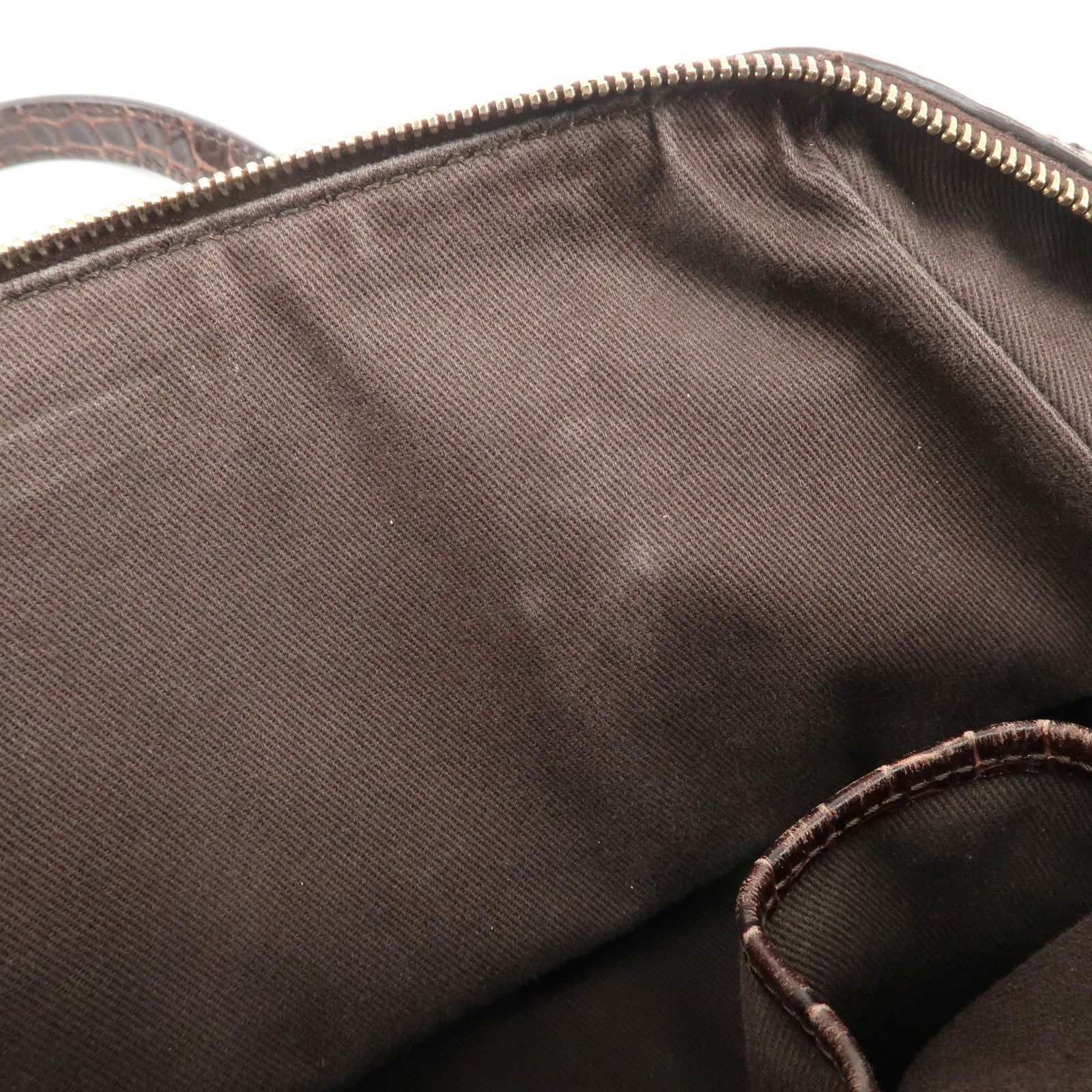 CELINE Macadam Canvas Embossed Leather Hand Bag Shoulder Bag Brown