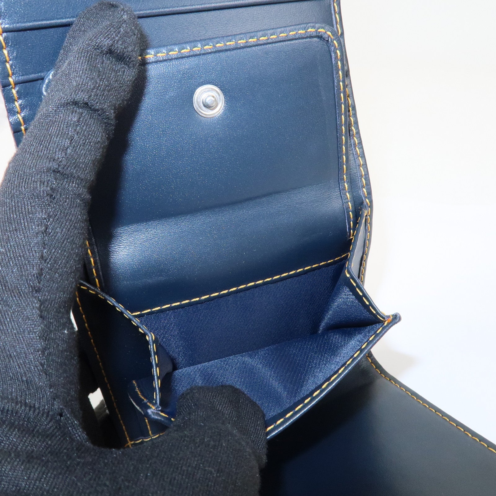 Christian Dior Trotter Canvas Leather Tri-fold Wallet Navy