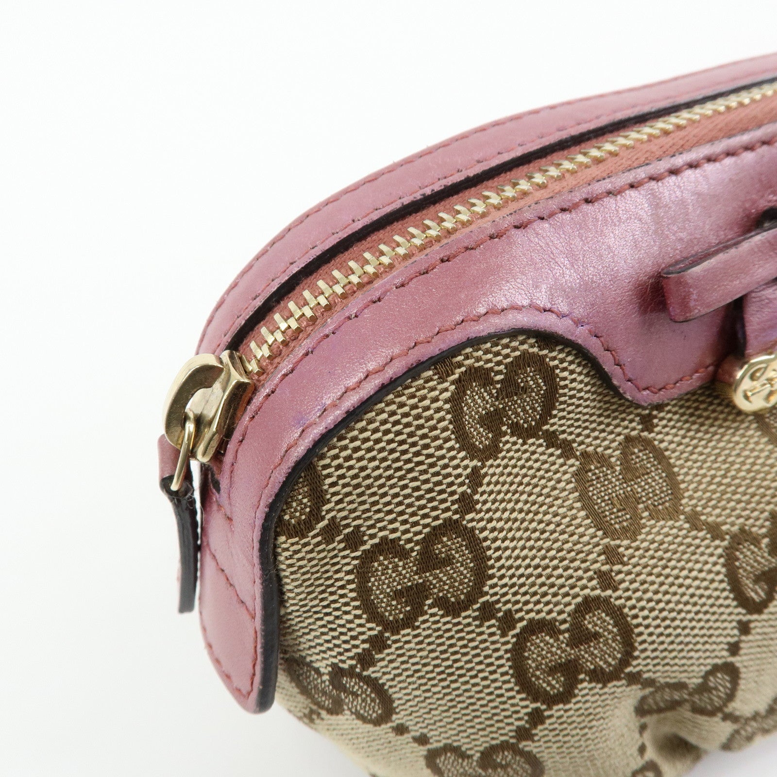 GUCCI Interlocking G Lovely Heart Cosmetic Pouch Beige Pink 308728