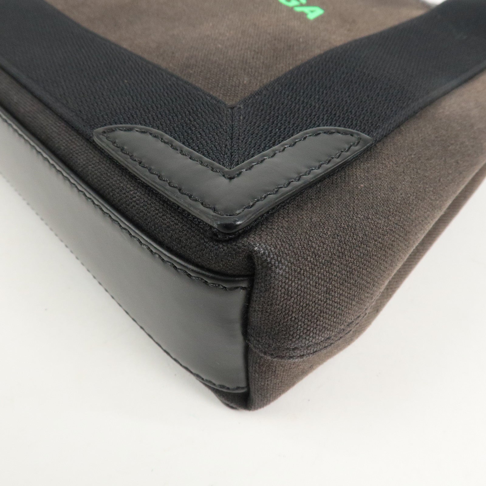 BALENCIAGA Canvas Leather Navy Cabas XS Hand Bag Brown 390346