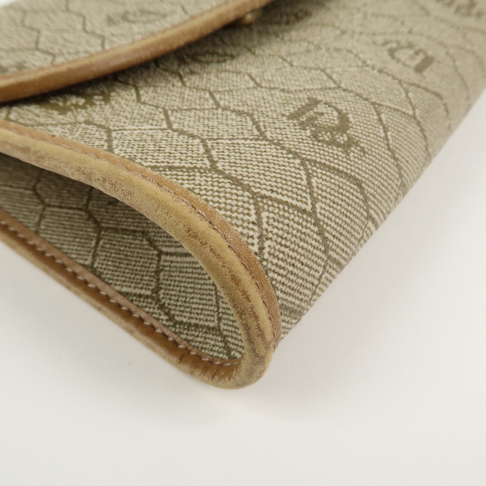 Christian Dior Honeycomb PVC Leather Chain Shoulder Bag Beige