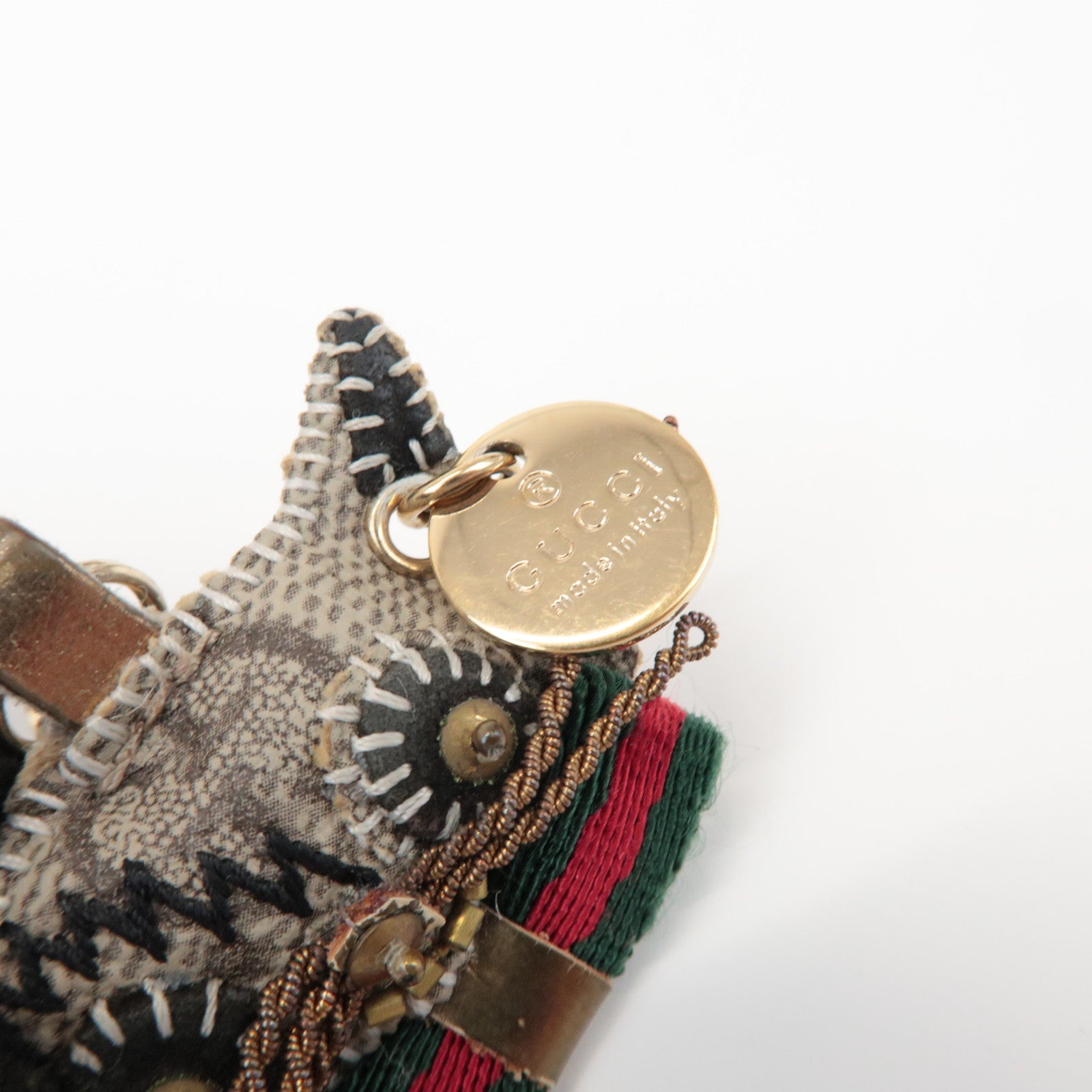 GUCCI Set of 2 Sherry GG Plus Gucciori Cat Chihuahua Key Charm