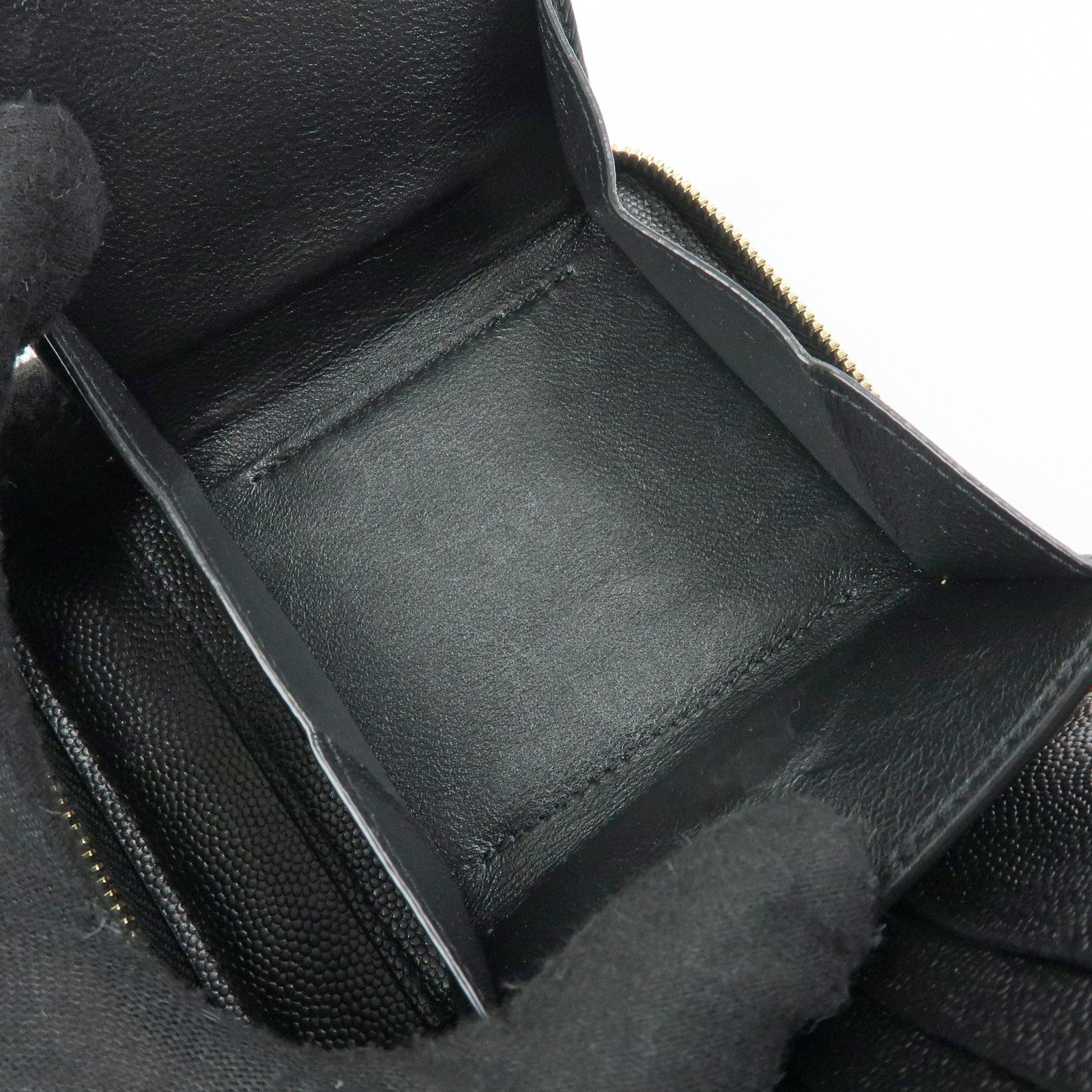SAINT LAURENT PARIS Cassandra Leather Compact Wallet Black