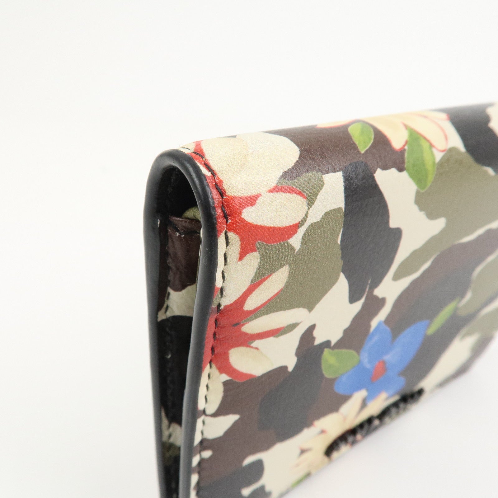 MIU MIU Flower Leather Bi-fold Compact Wallet Multicolor 5MV204