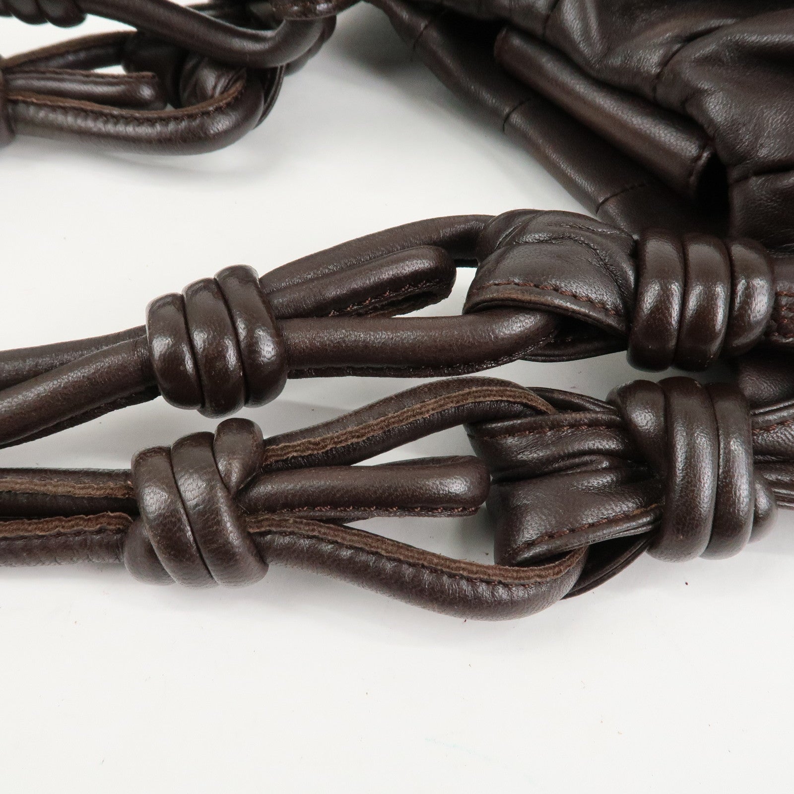 LOEWE Anagram Nappa Leather Shoulder Bag Brown Used