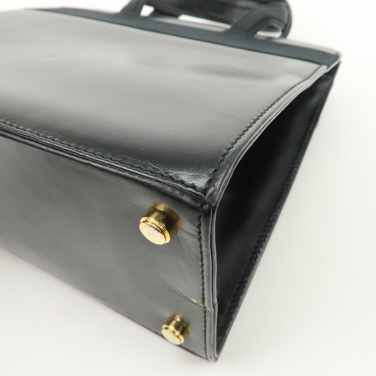 Ferragamo Gancini Leather 2Way Bag Hand Bag Shoulder Bag Black