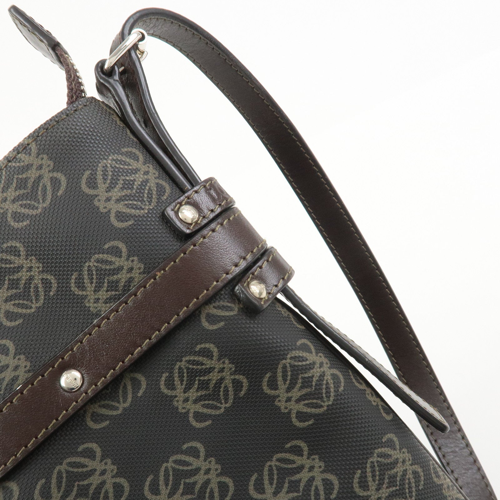 LOEWE Repeat Anagram Logo PVC Leather Shoulder Bag Crossbody Bag
