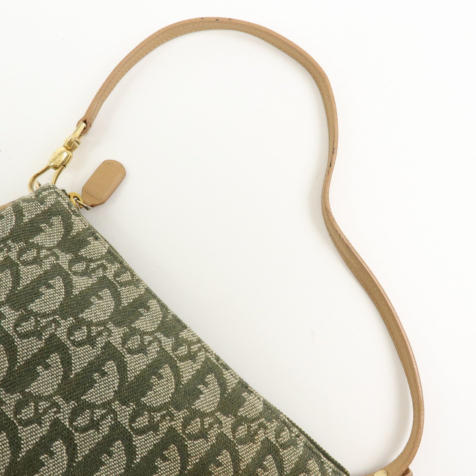 Christian Dior Saddle Trotter Jacquard Leather Hand Bag Green