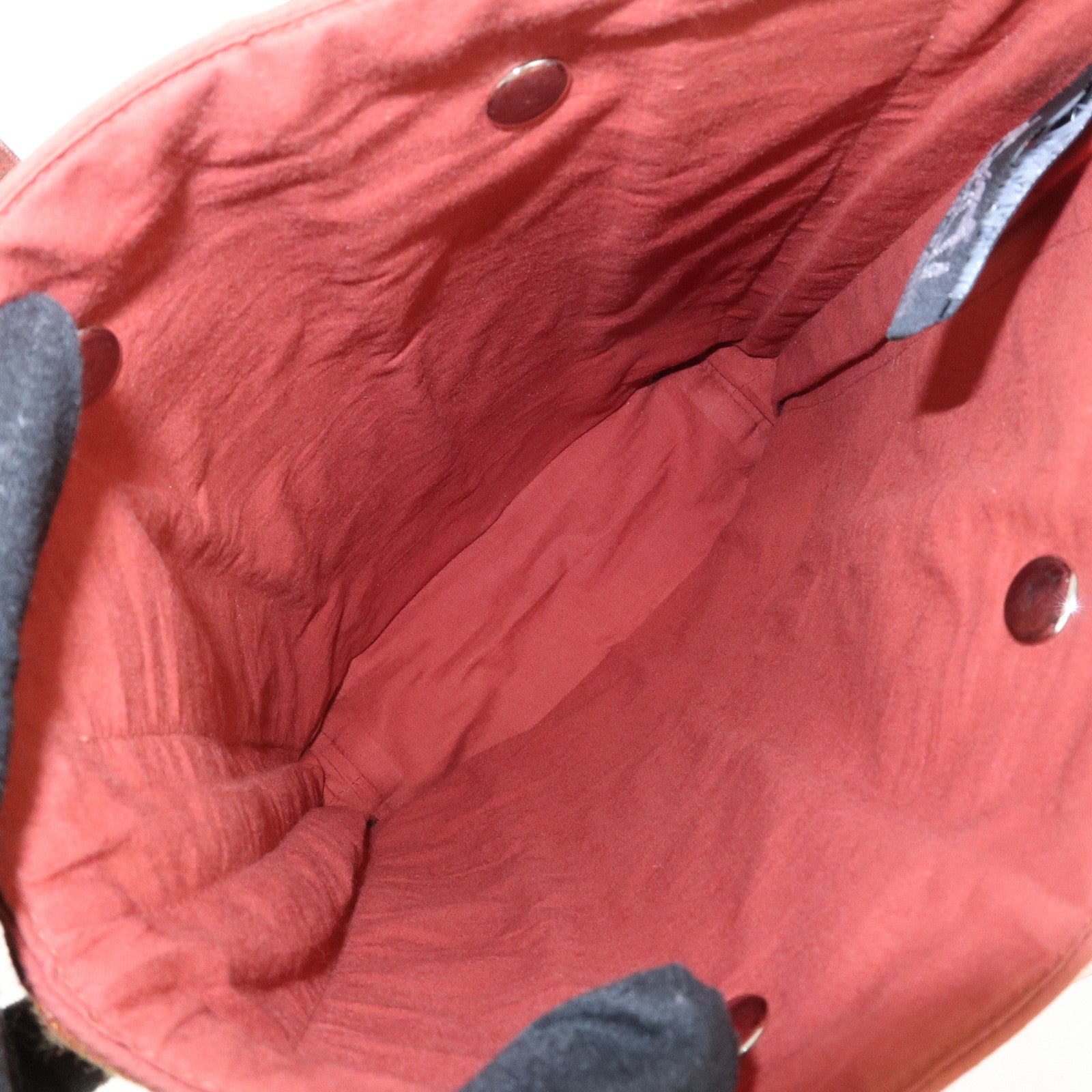 HERMES Amedaba PM Wool Canvas Leather Mini Tote Hand Bag Orange