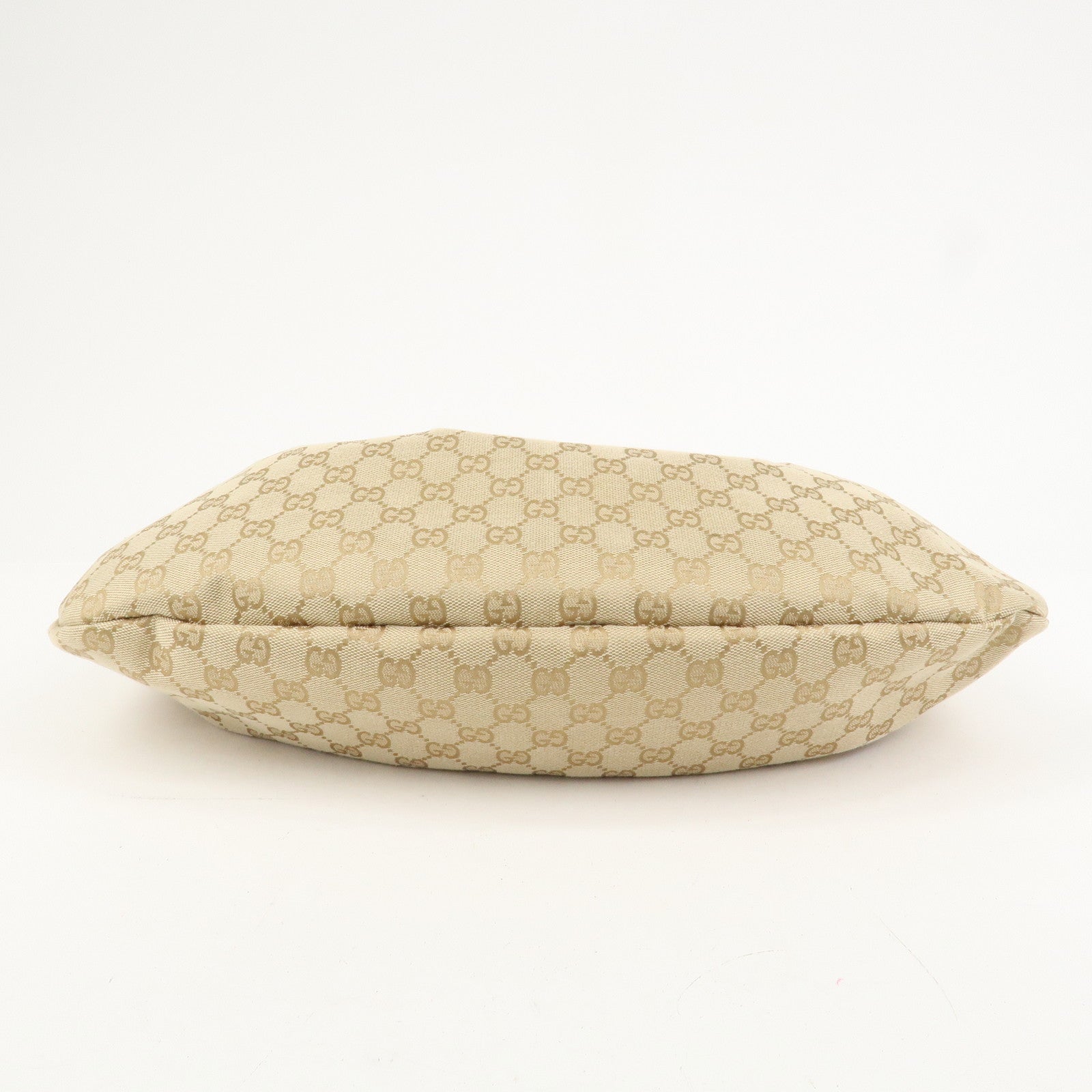 GUCCI Bamboo GG Canvas Leather Shoulder Bag Hand Bag Beige 124293