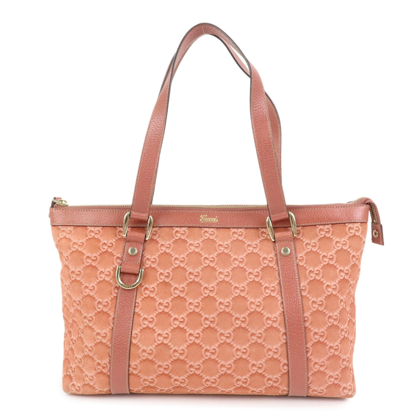 GUCCI Abbey Suede Leather Tote Bag Hand Bag Pink 141470
