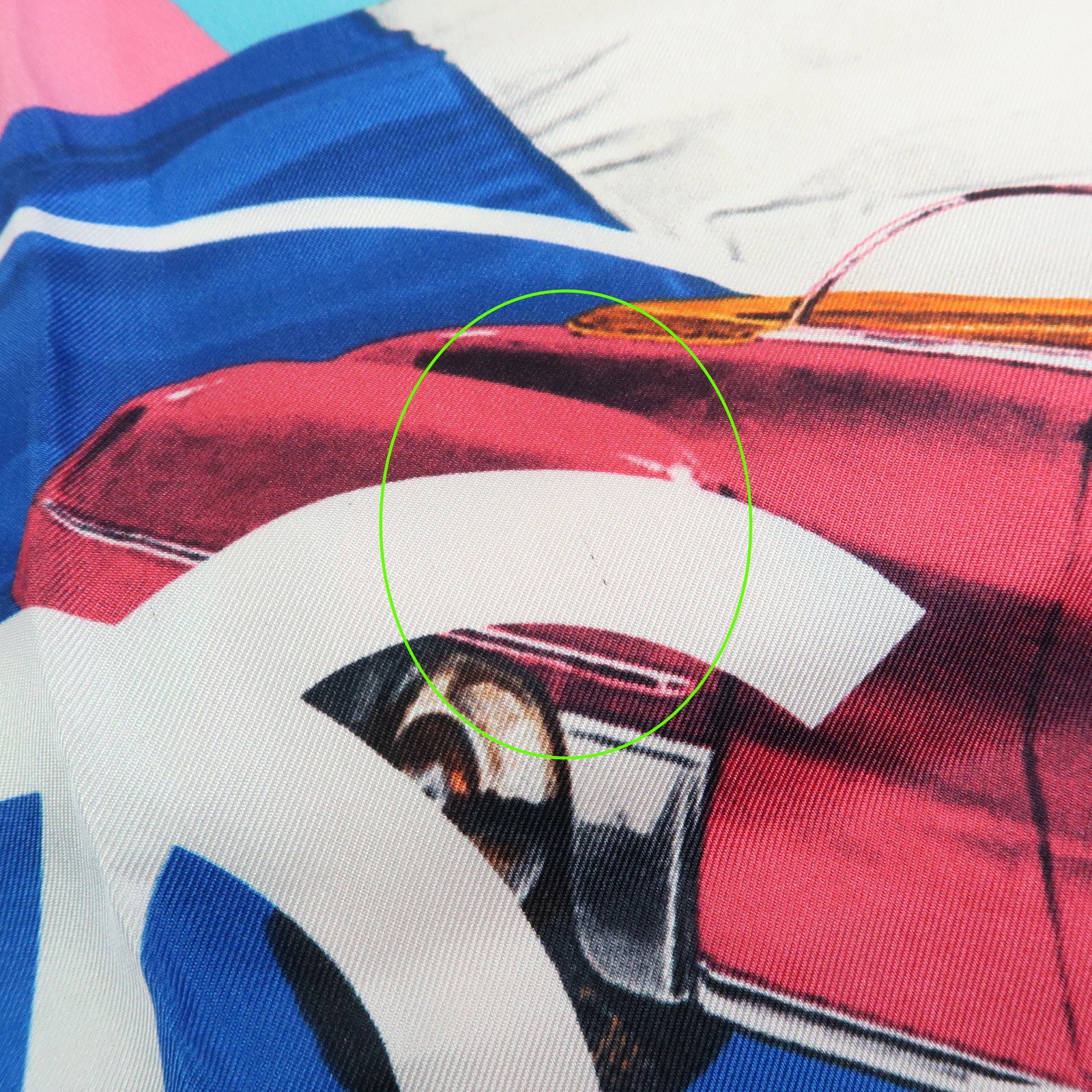 CHANEL Silk 100% Scarf Classic Car Print Blue Pink