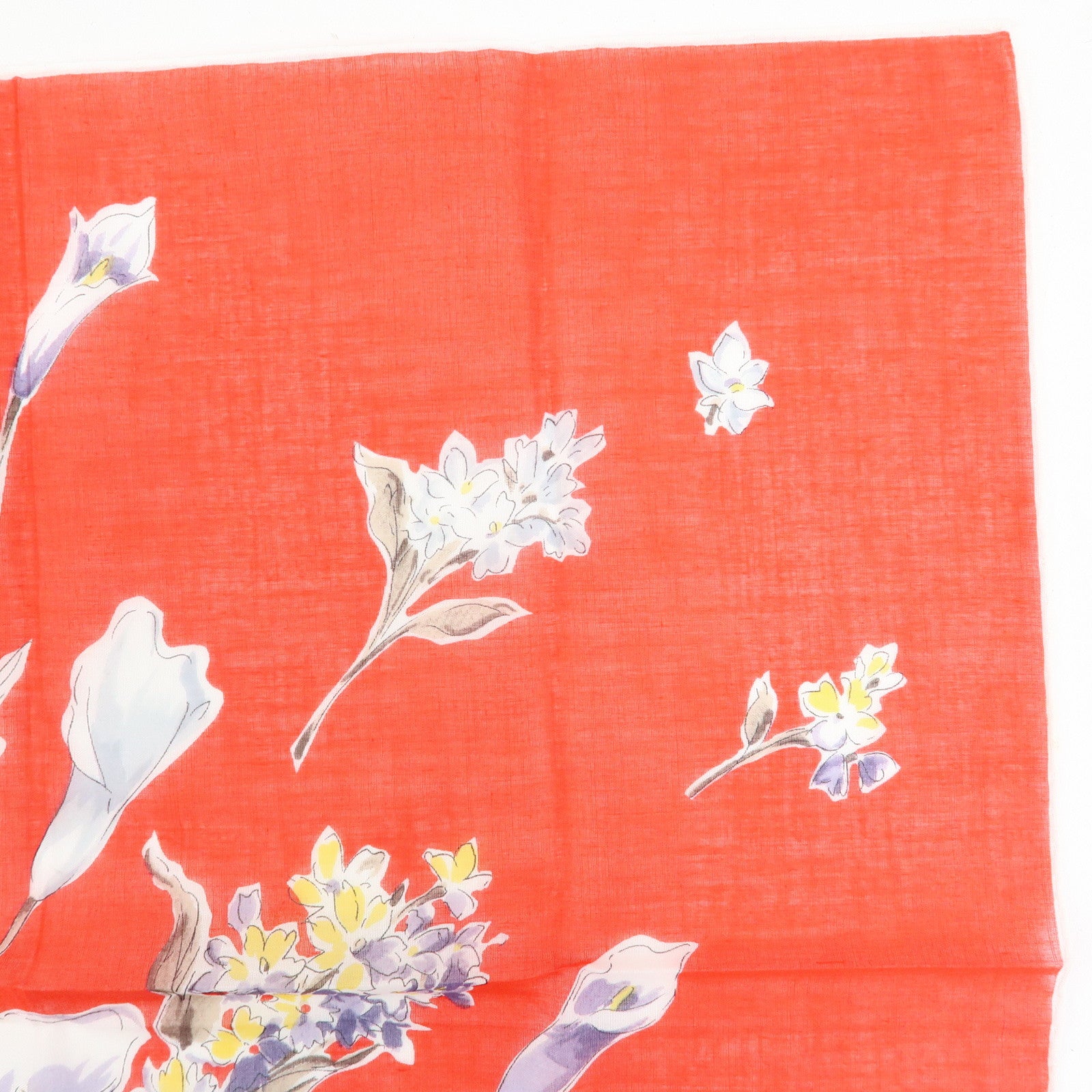Christian Dior Set of 2 Cotton 100% Scarf Flower Print Red