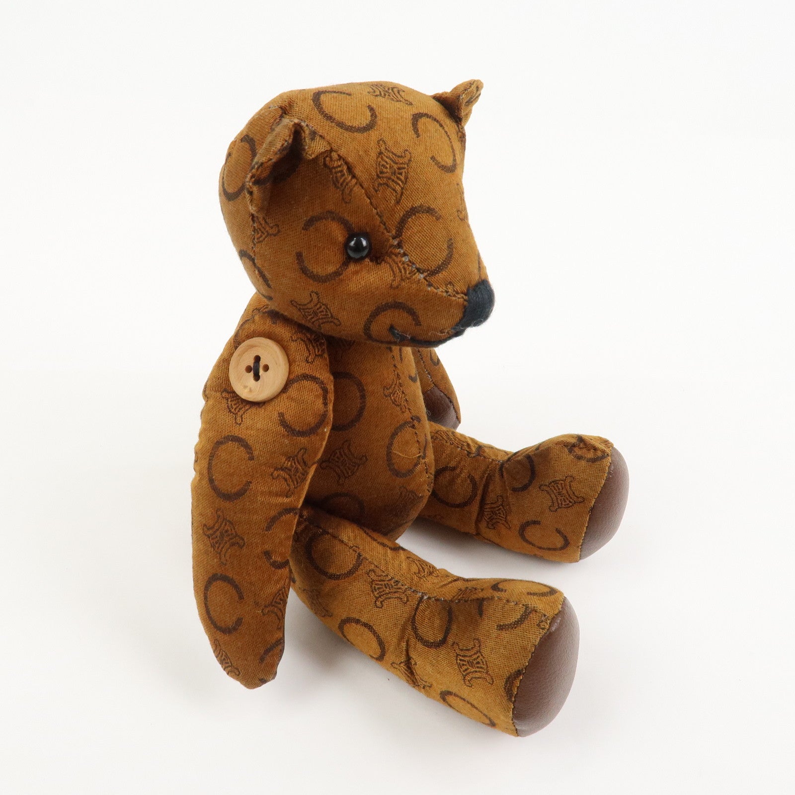 CELINE C Macadam Canvas Leather Teddy Bear Stuffed Animal Brown