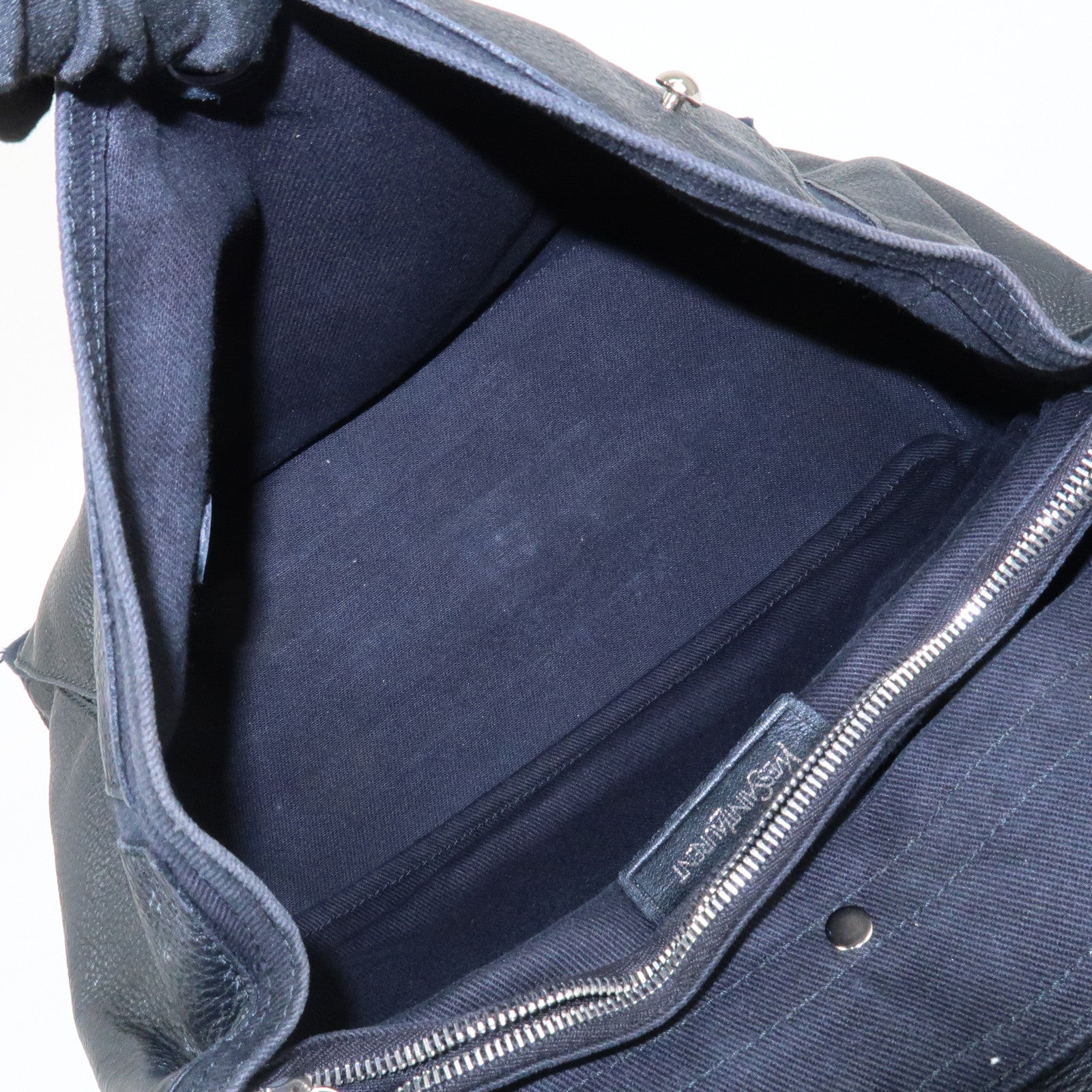 SAINT LAURENT PARIS Leather Canvas Muse Two Hand Shoulder Bag Black