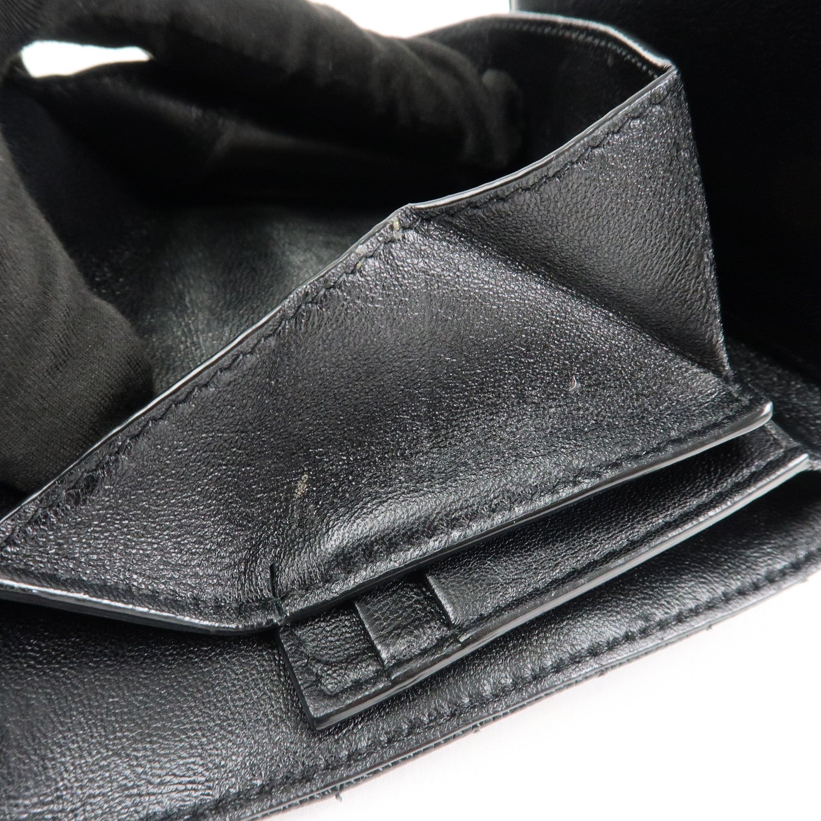 SAINT LAURENT Cassandra Leather Compact Wallet Black