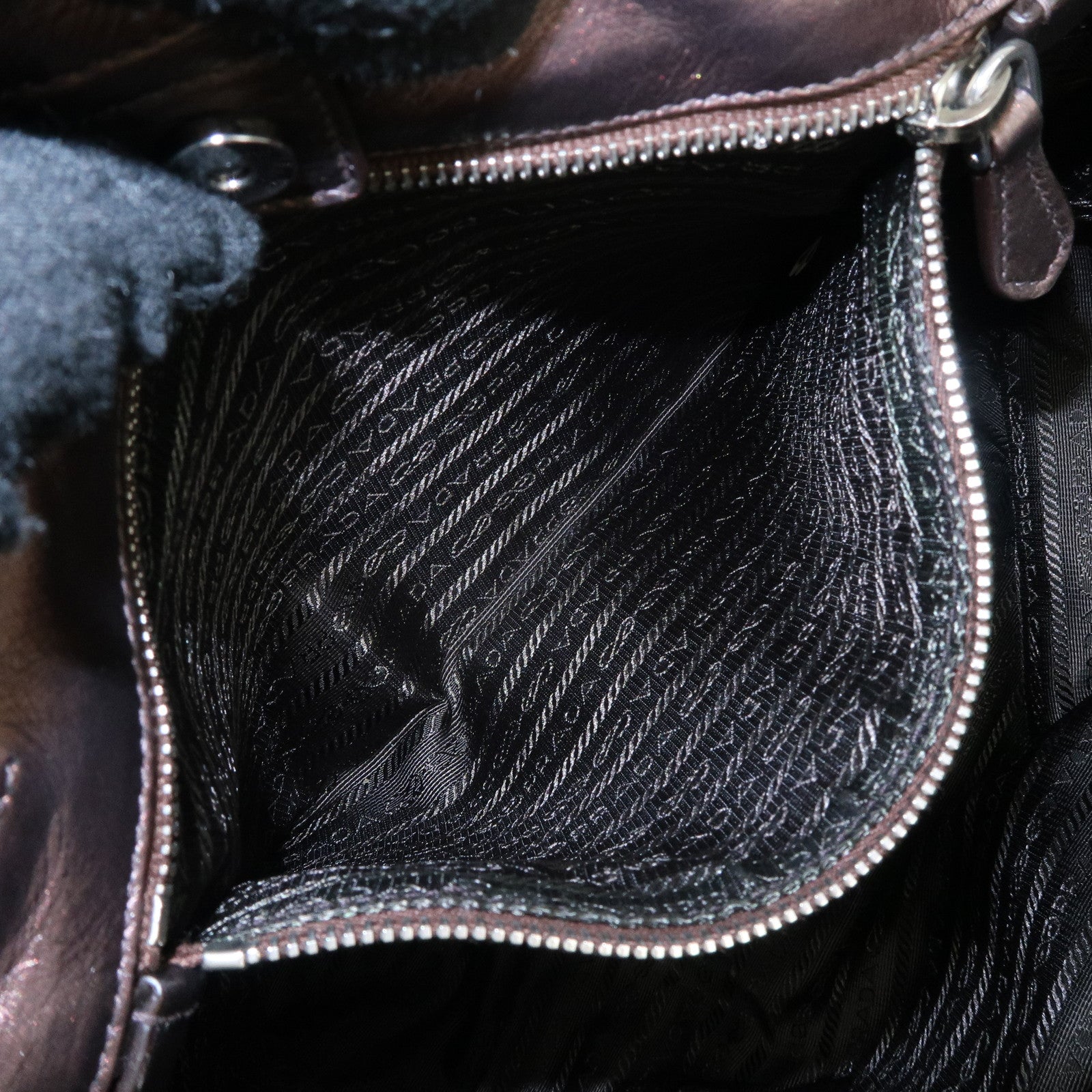 Prada Gathered Leather Tote Bag Hand Bag Bronze Silver HDW BN1719 Used