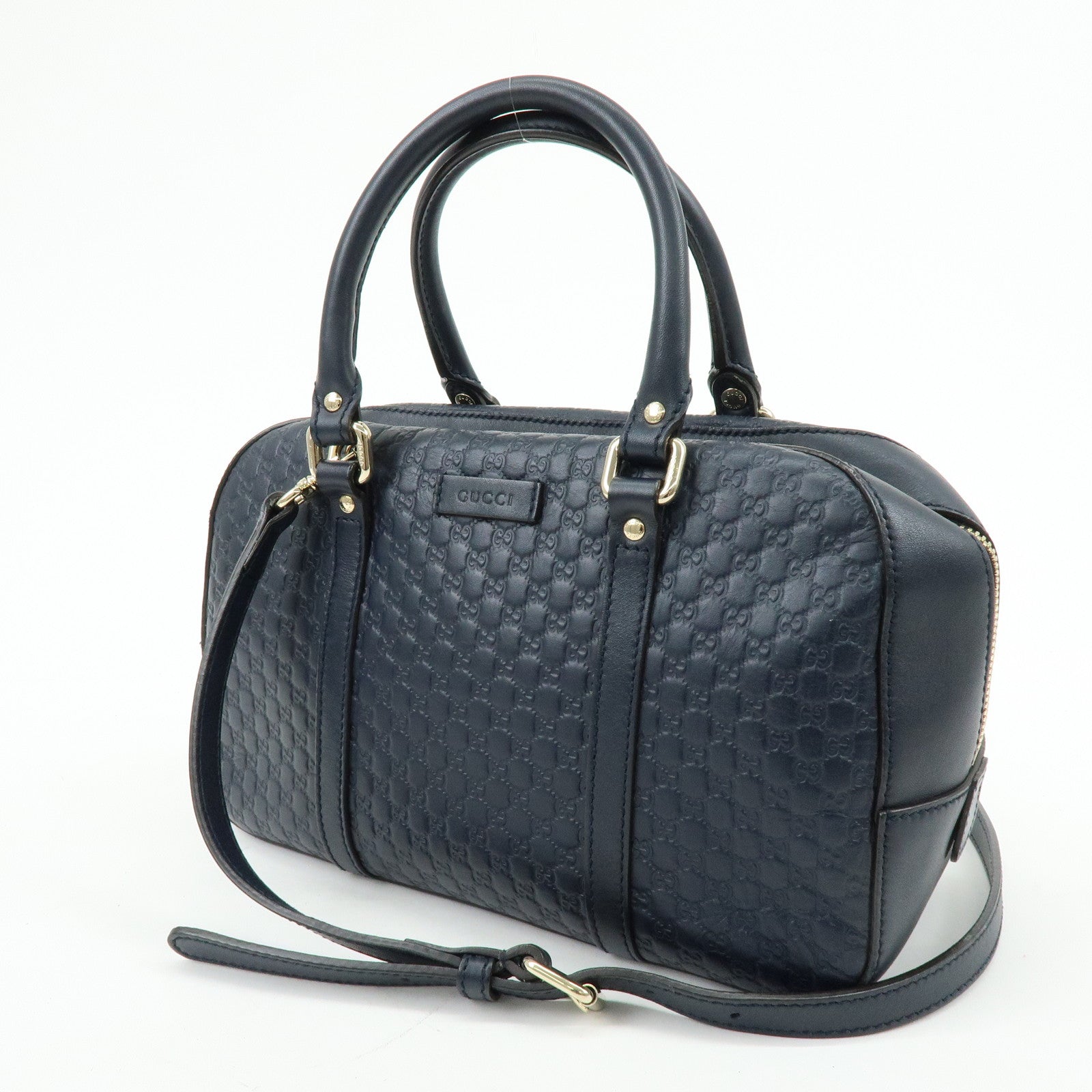 GUCCI Microguccissima Leather 2Way Bag Hand Bag Dark Navy 510286