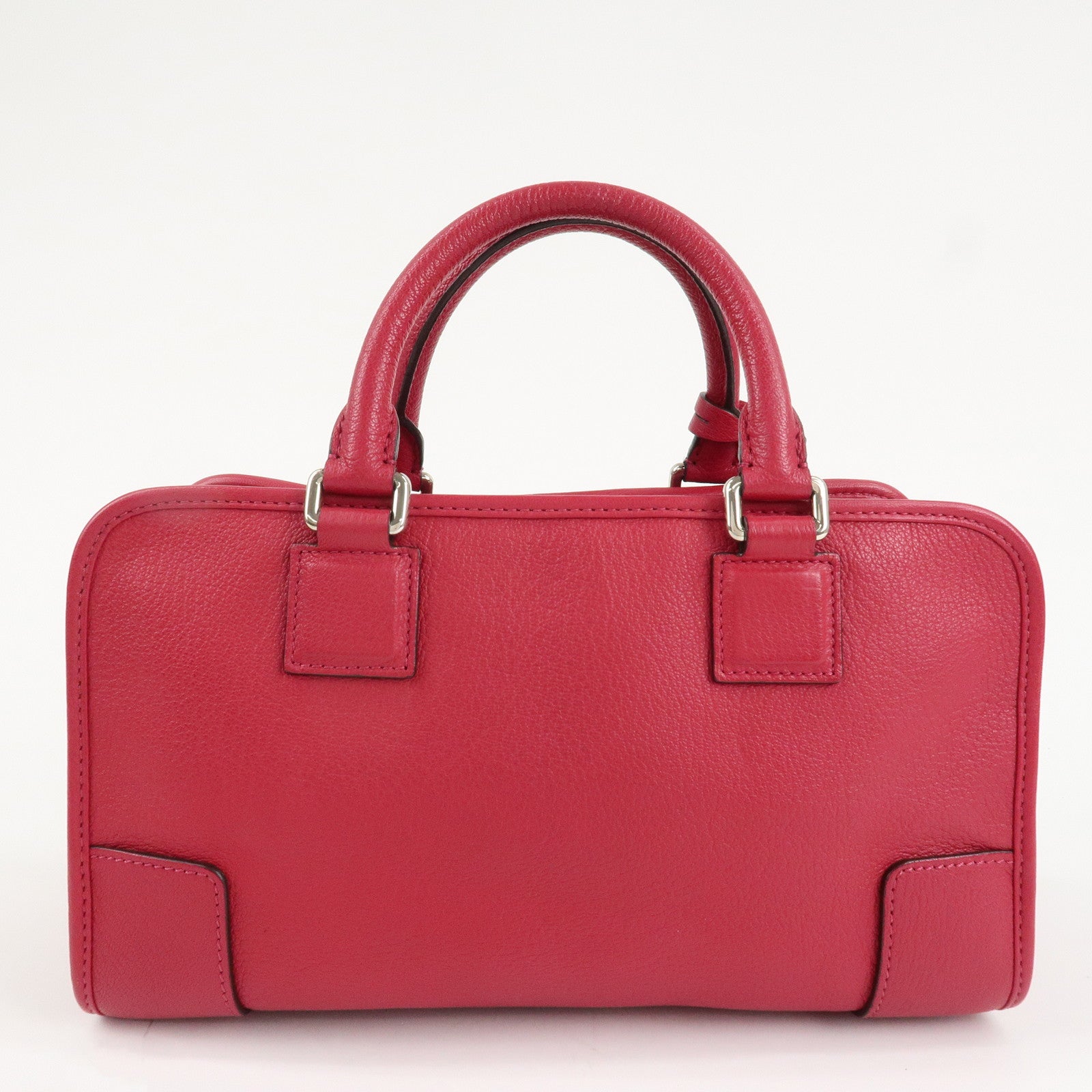 LOEWE Anagram Leather Amazona 28 Hand Bag Boston Bag Red Used