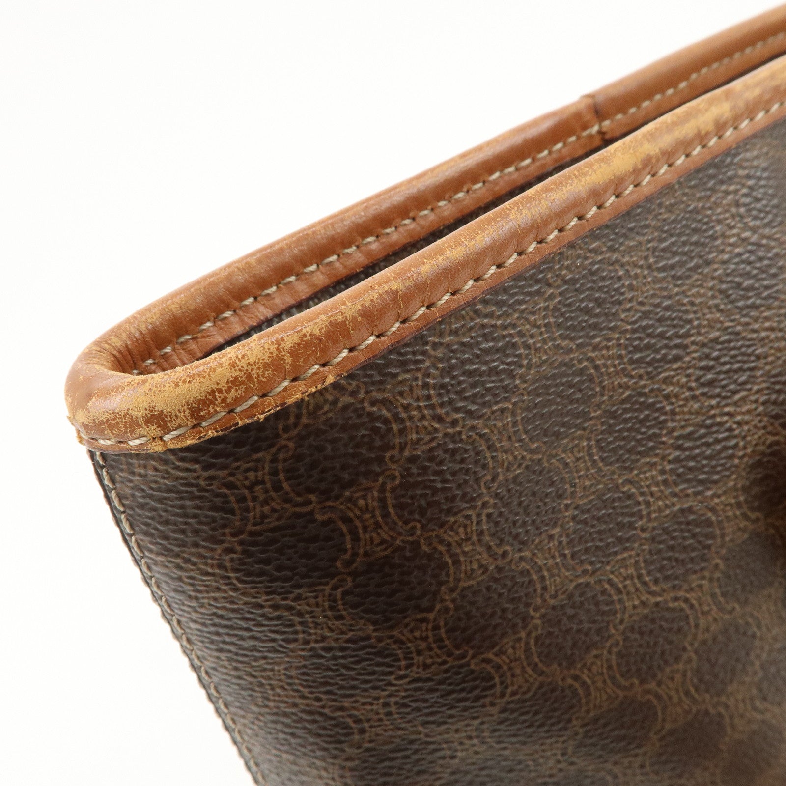 CELINE Macadam Logo Tote Bag Shoulder Bag Brown Gold