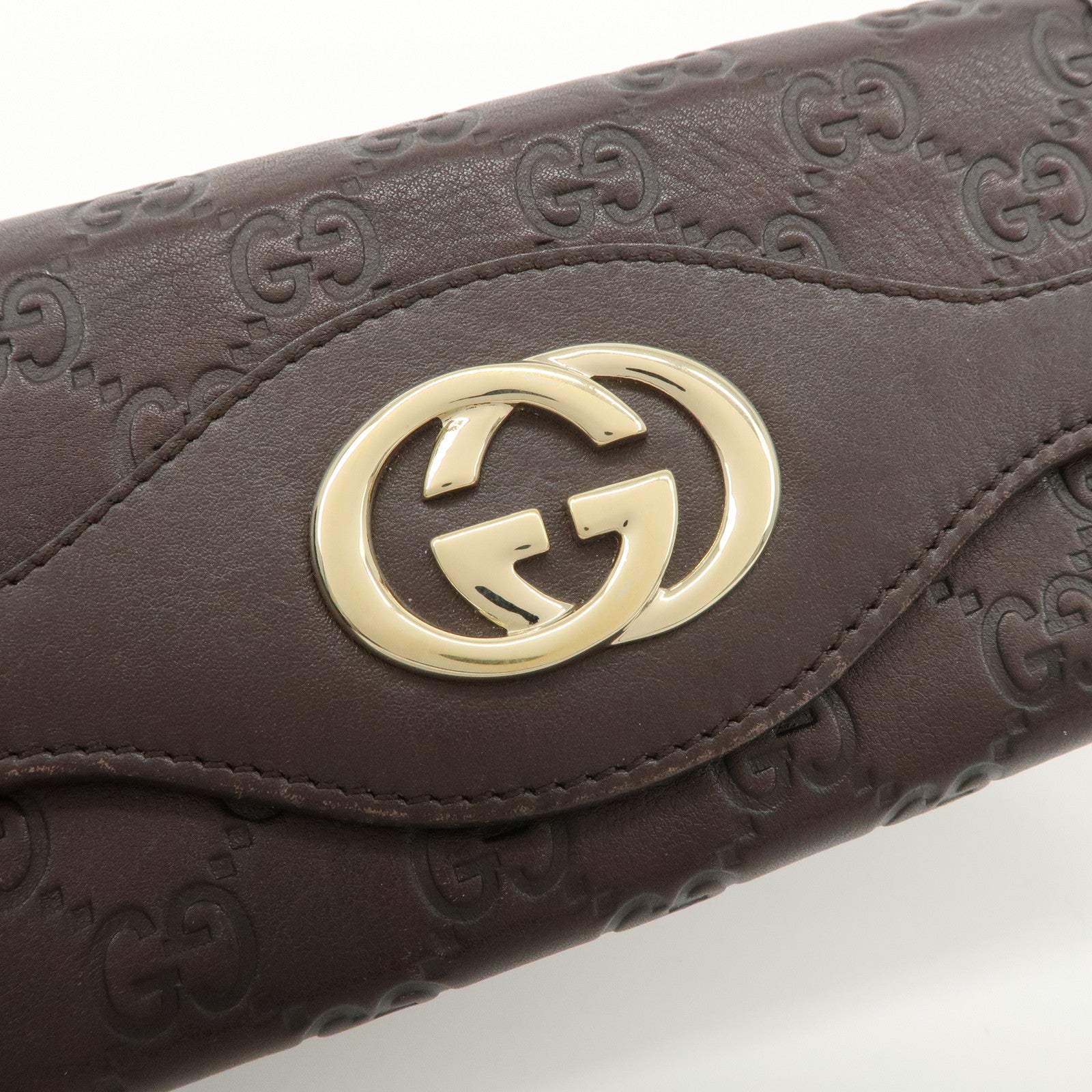 GUCCI Guccissima Interlocking GG Leather Bi-fold Wallet 282431 Used