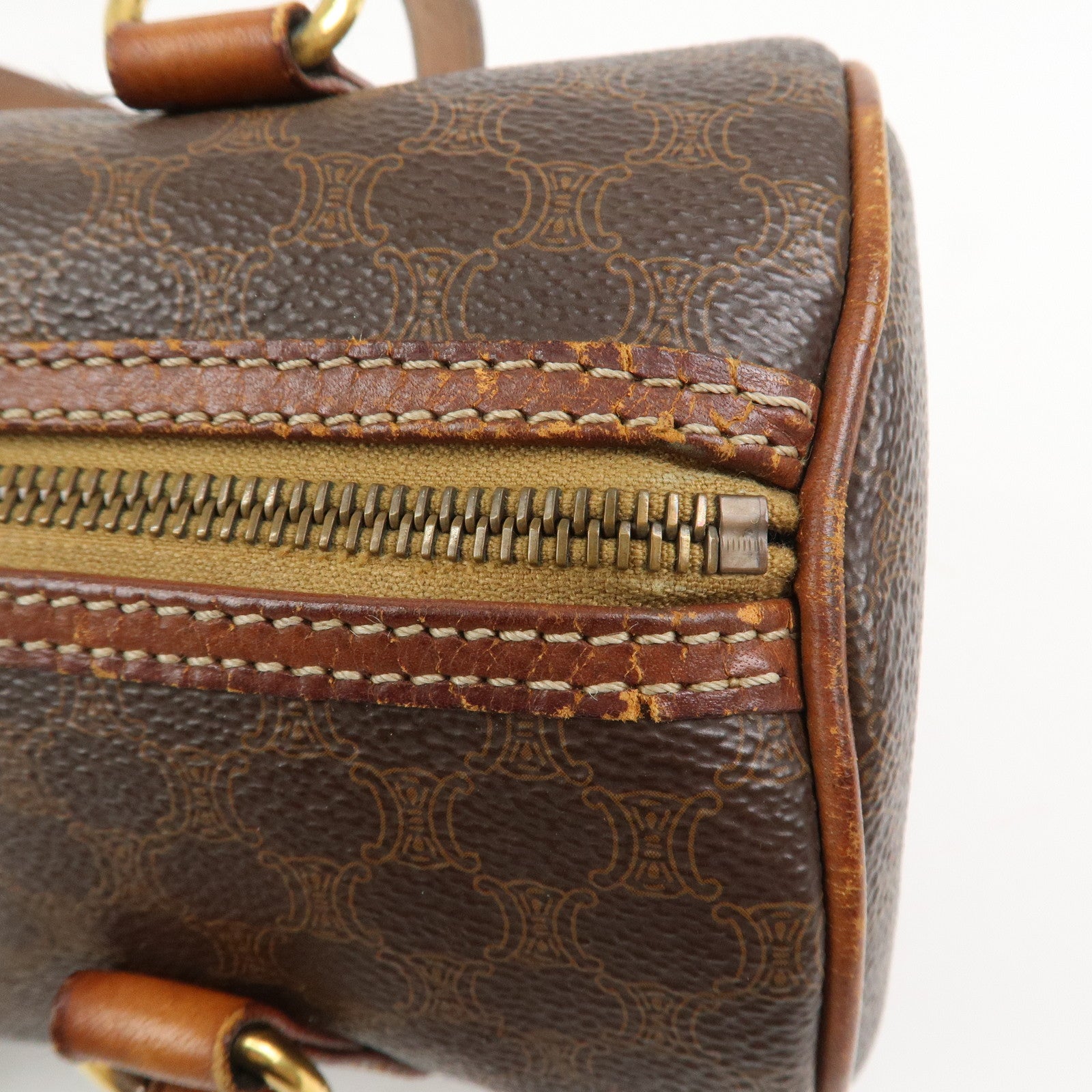 CELINE Macadam PVC Leather Hand Bag Shoulder Bag Brown