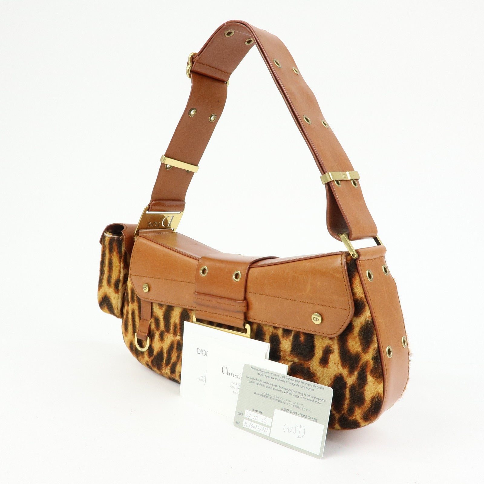 Christian Dior Street Chic Unborn Calf Leather Hand Bag Leopard