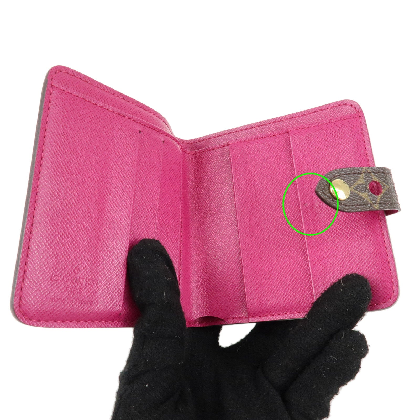 Louis Vuitton Monogram Perfor Compact Zip Bi-fold Wallet Fuchsia M95188 Used