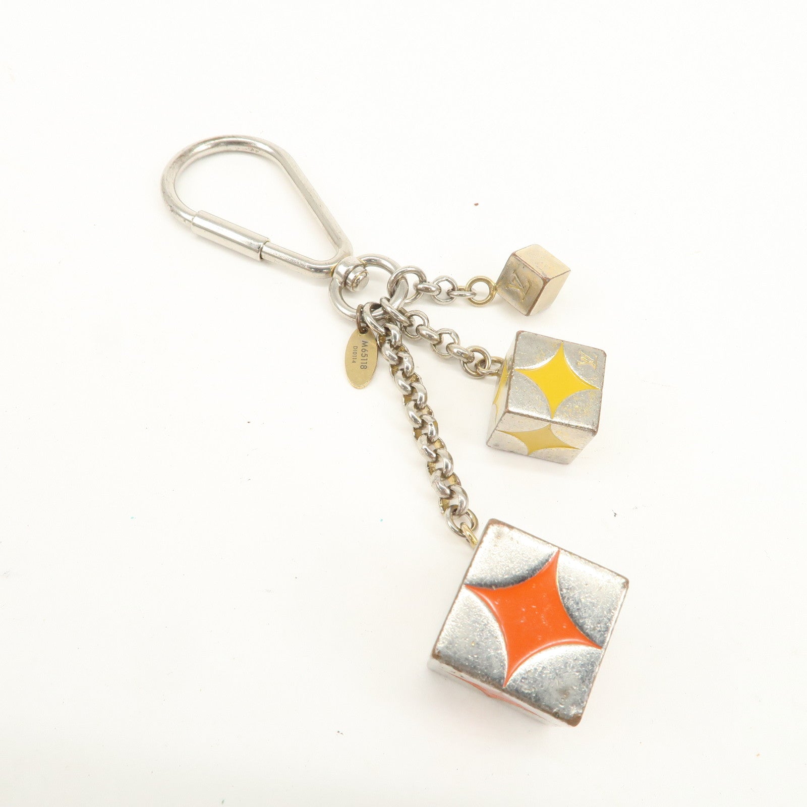 Louis Vuitton Metal Cube Bag Charm Key Charm Silver M65118