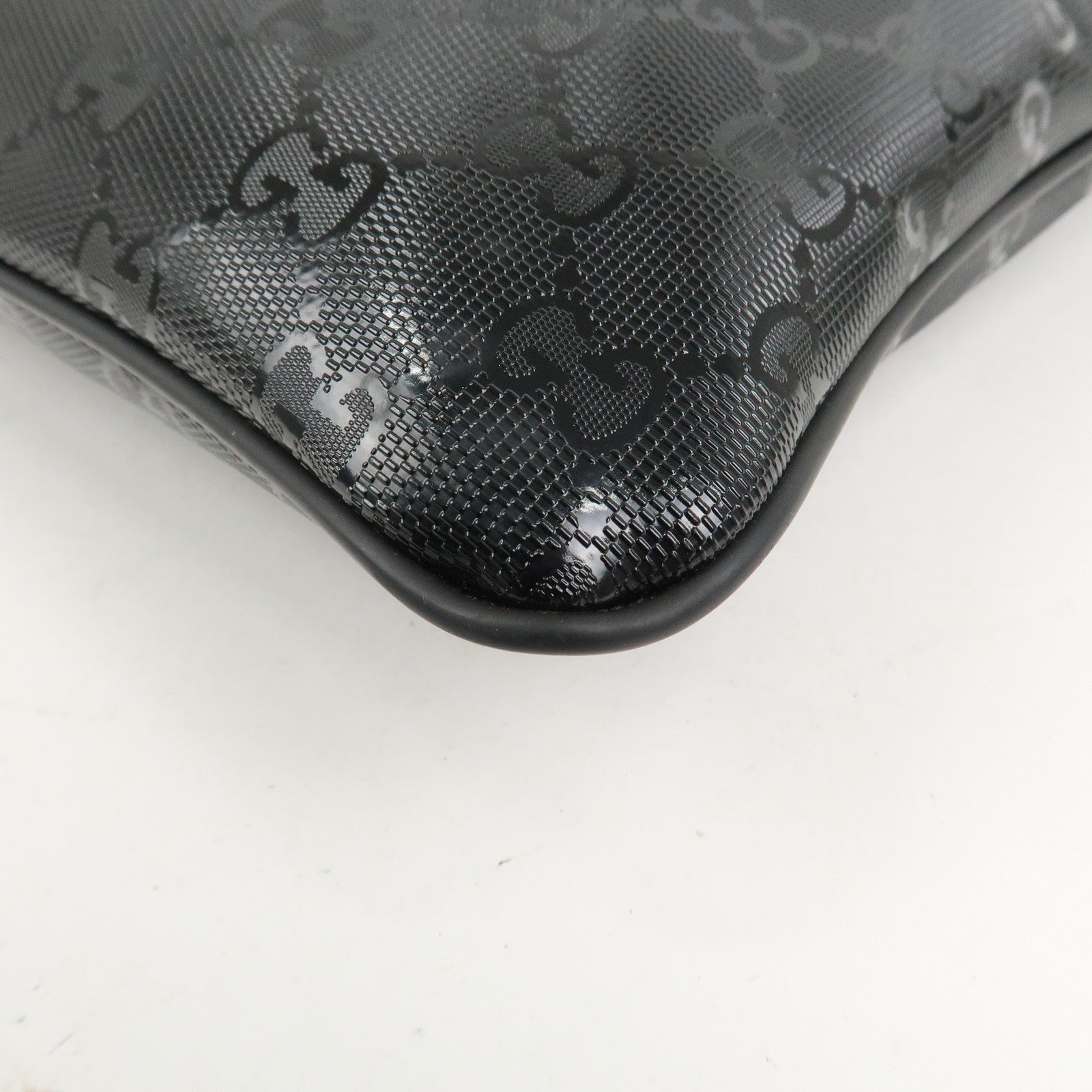 GUCCI GG Imprime Monogram PVC Shoulder Bag Cross Body Bag Black 295257