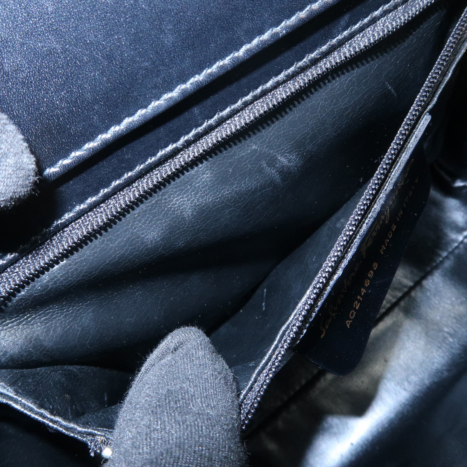 Ferragamo Gancini Suede Leather Hand Bag Tote Bag Black Khaki Red