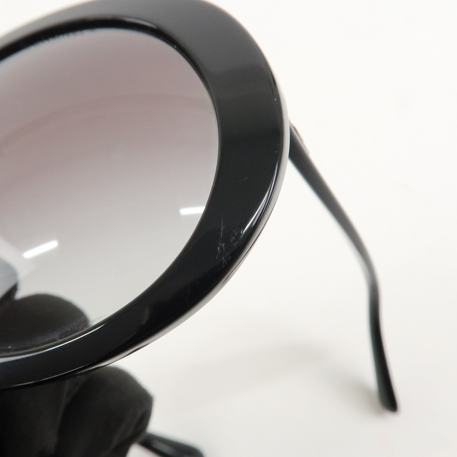 CHANEL COCO Mark Plastic Sunglasses 56□19 Black 5372-A Used