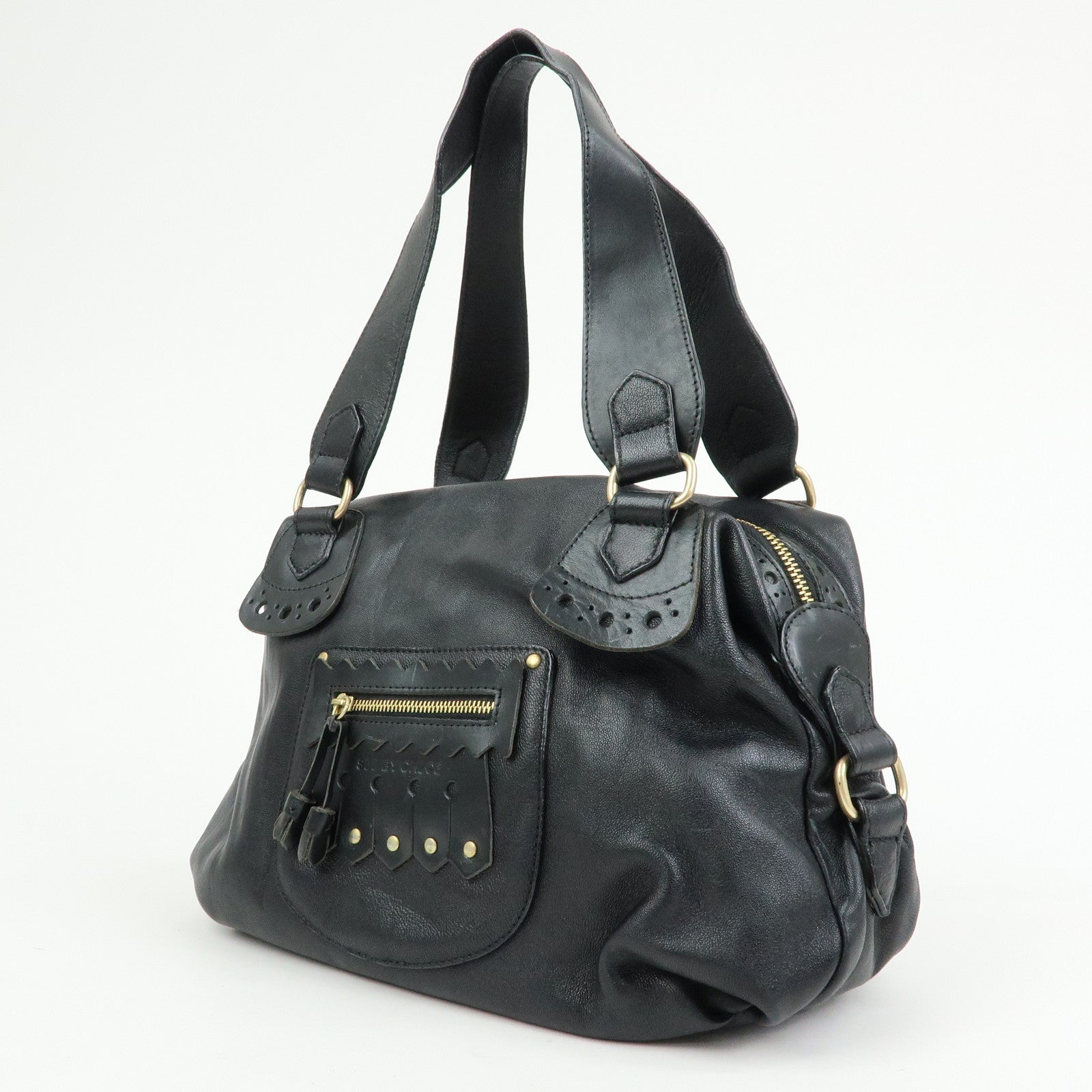 Chloe See by Chloe Leather Shoulder Bag Hand Bag Black