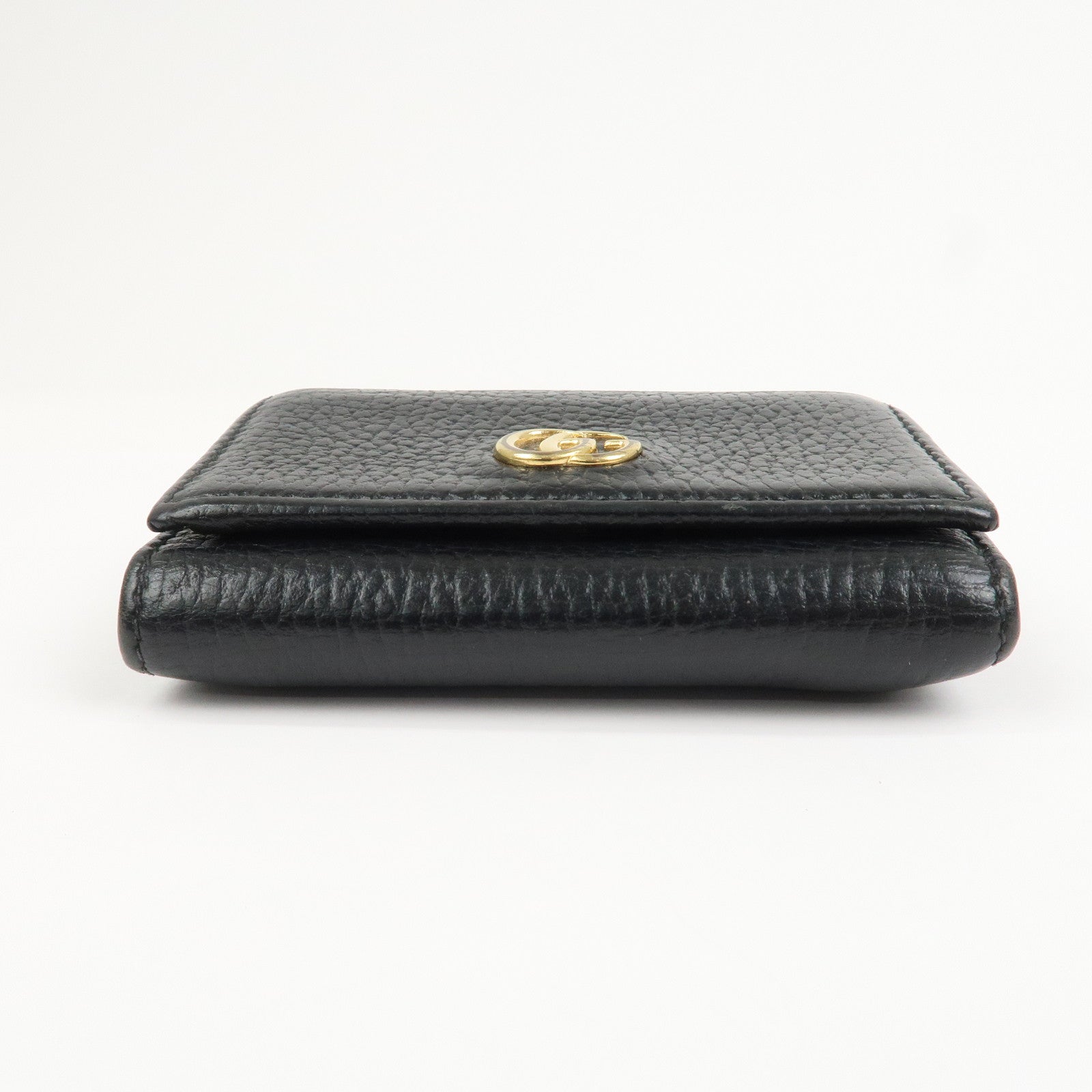 GUCCI GG Marmont Leather Small Tri-fold Compact Wallet Black 644407