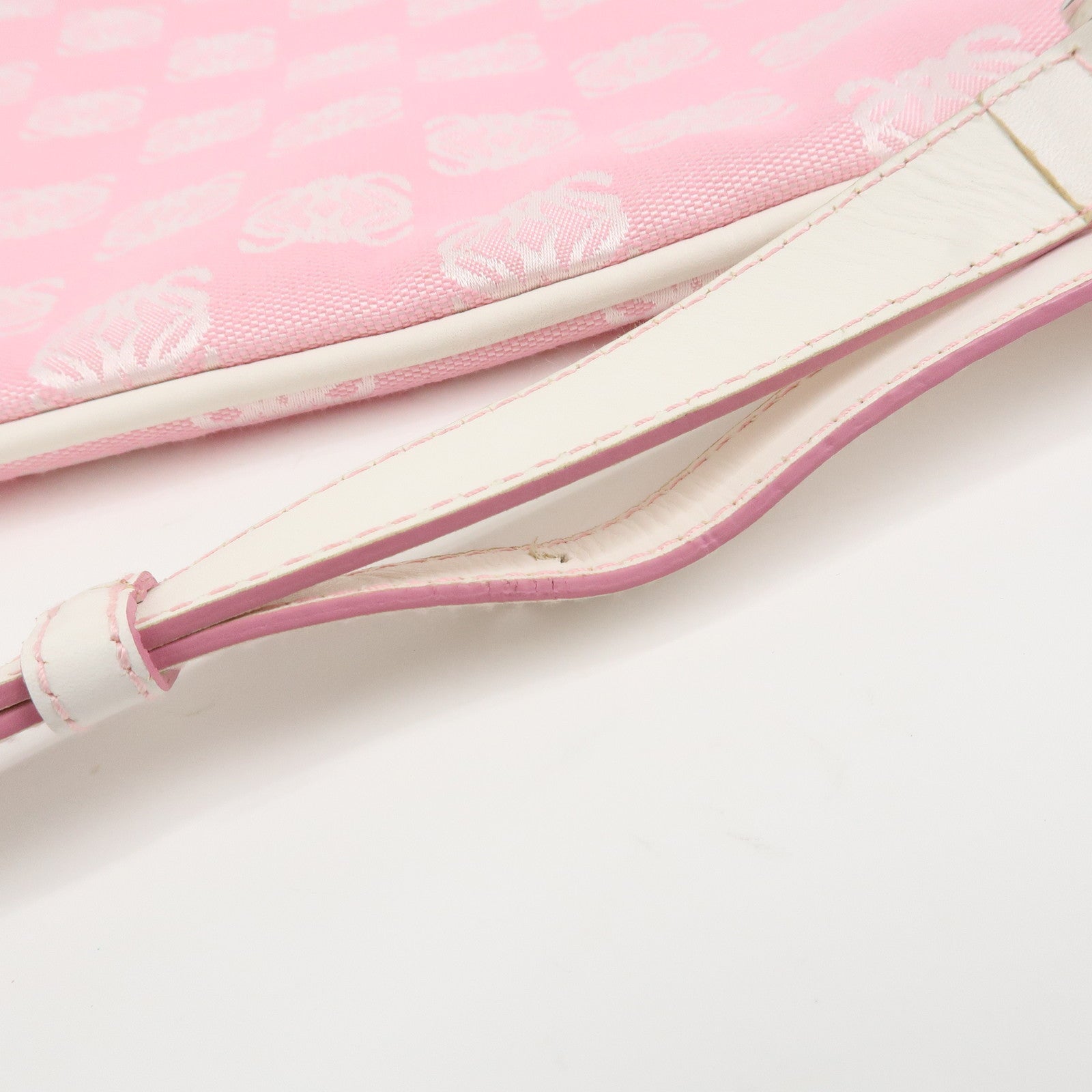 LOEWE Anagram Canvas Leather Shoulder Bag Pink White