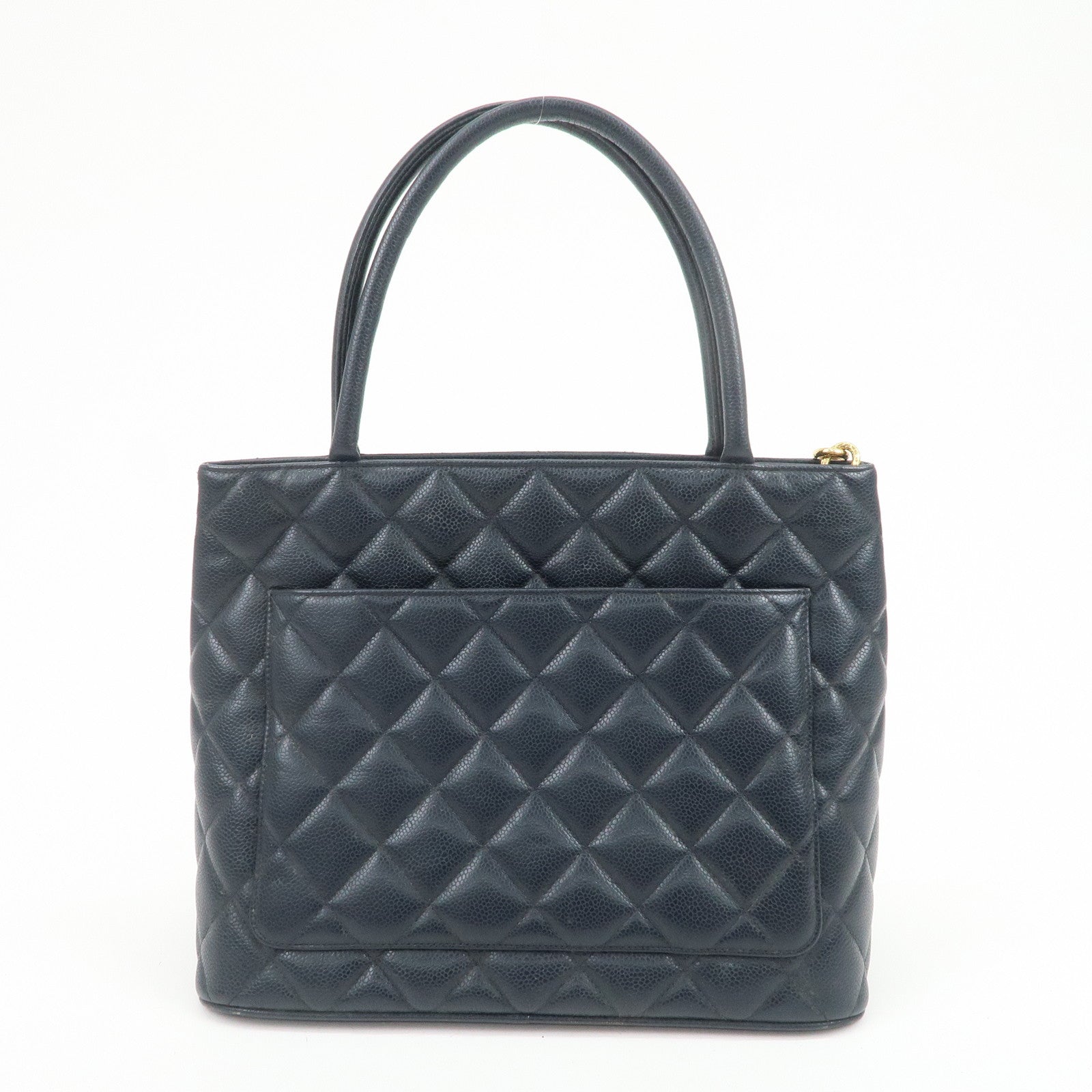 CHANEL COCO Mark Matelasse Medallion Tote Bag Hand Bag Navy A01804
