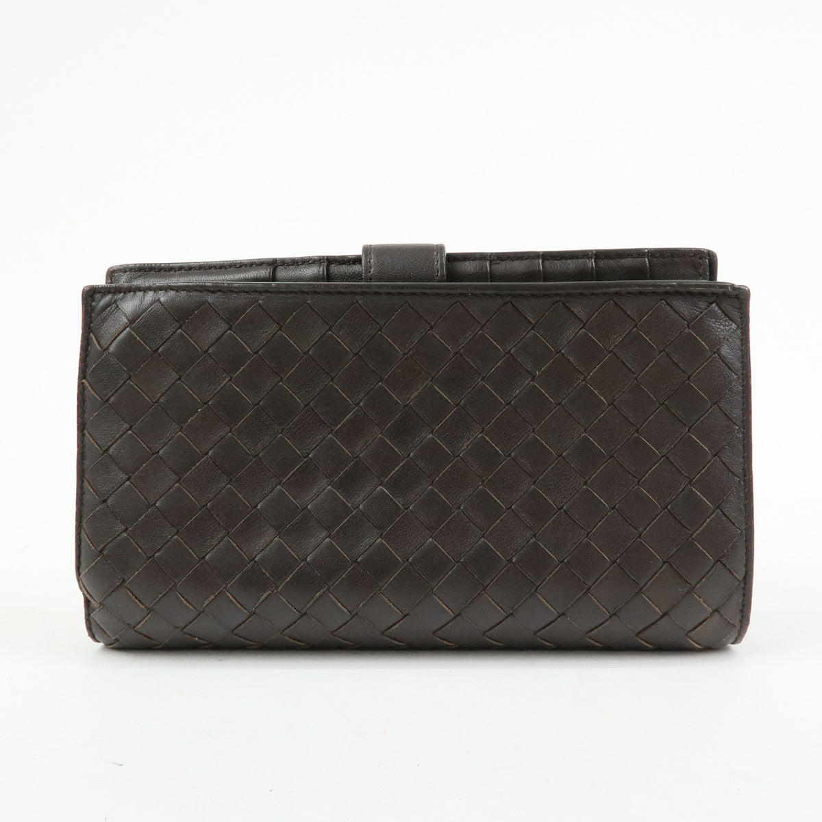 BOTTEGA VENETA Intrecciato Leather Bi-fold Long Wallet Brown