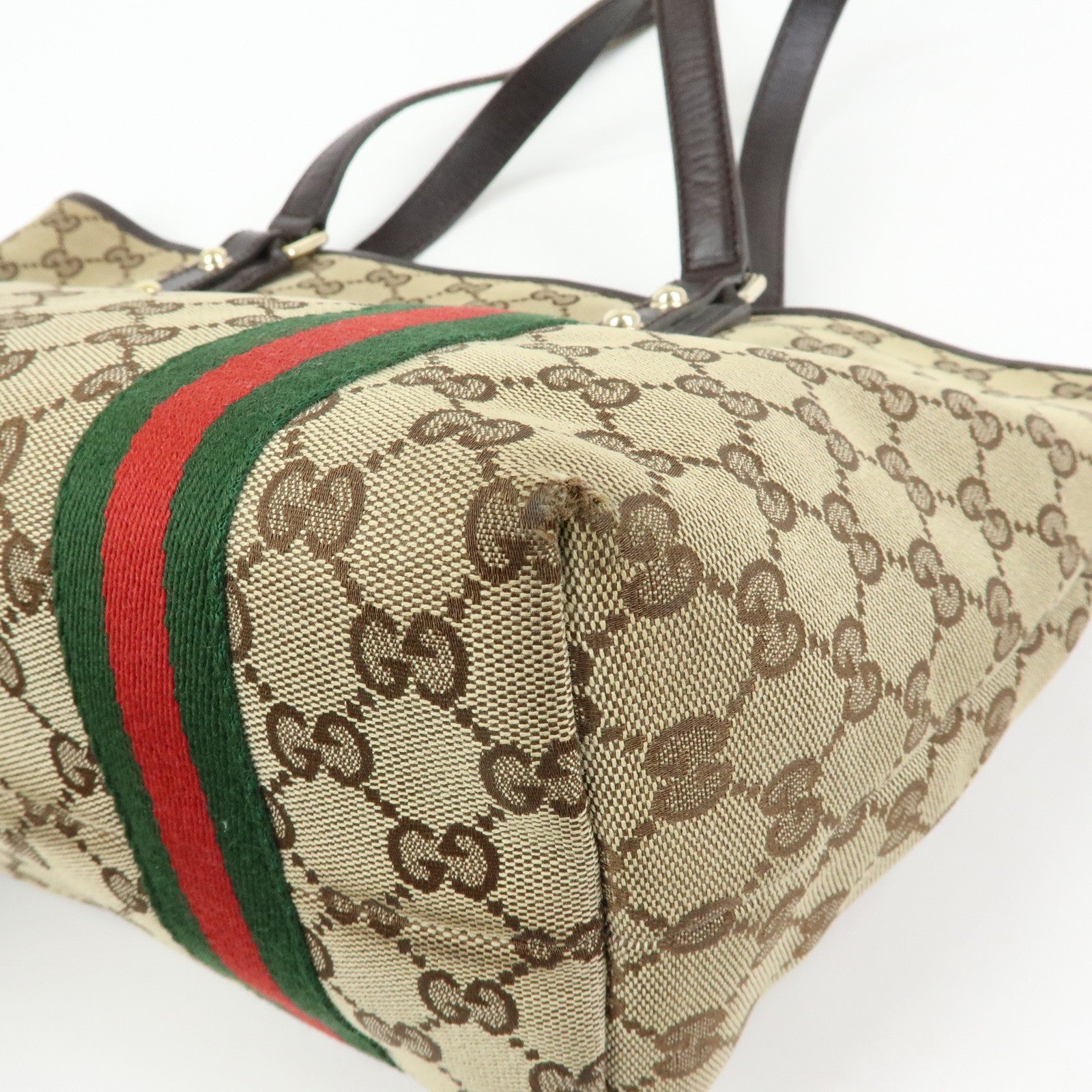 GUCCI Sherry GG Monogram Tote Bag Shoulder Bag Beige Brown 137396