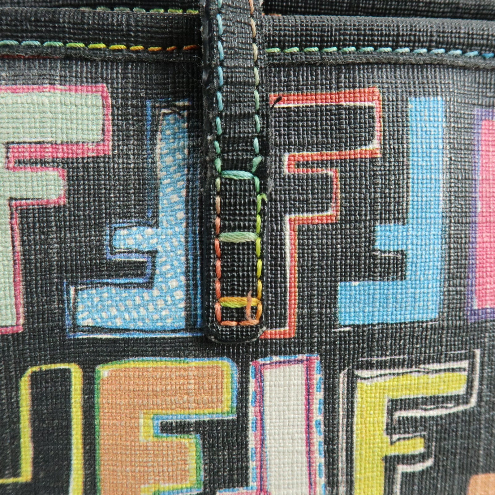 FENDI Zucca PVC Leather Tote Shoulder Bag Multicolor Black 8BH185