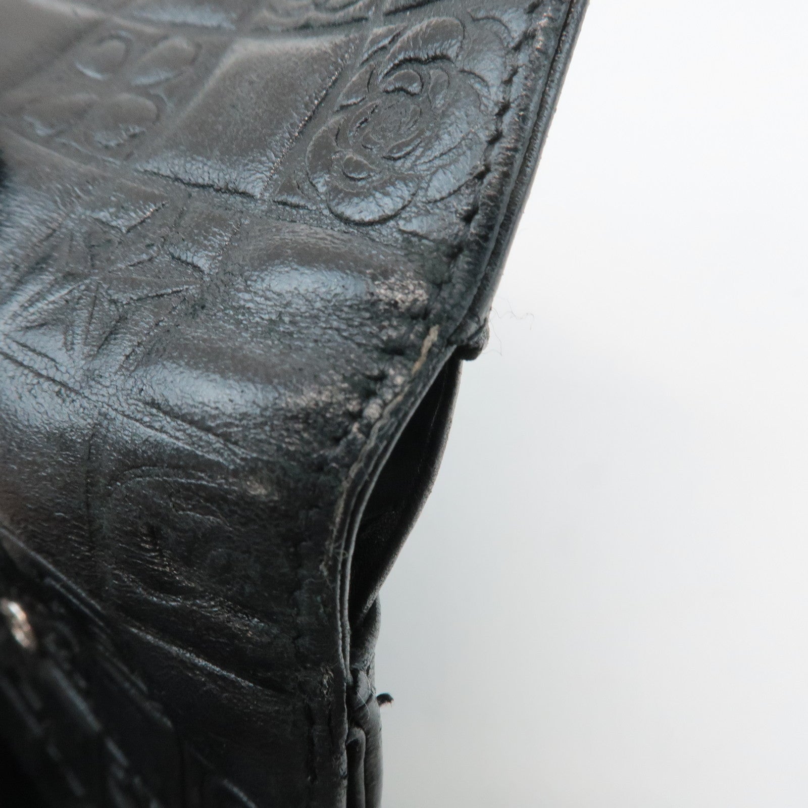 CHANEL COCO Mark Double Hook Compact Wallet Black 9837165 Used